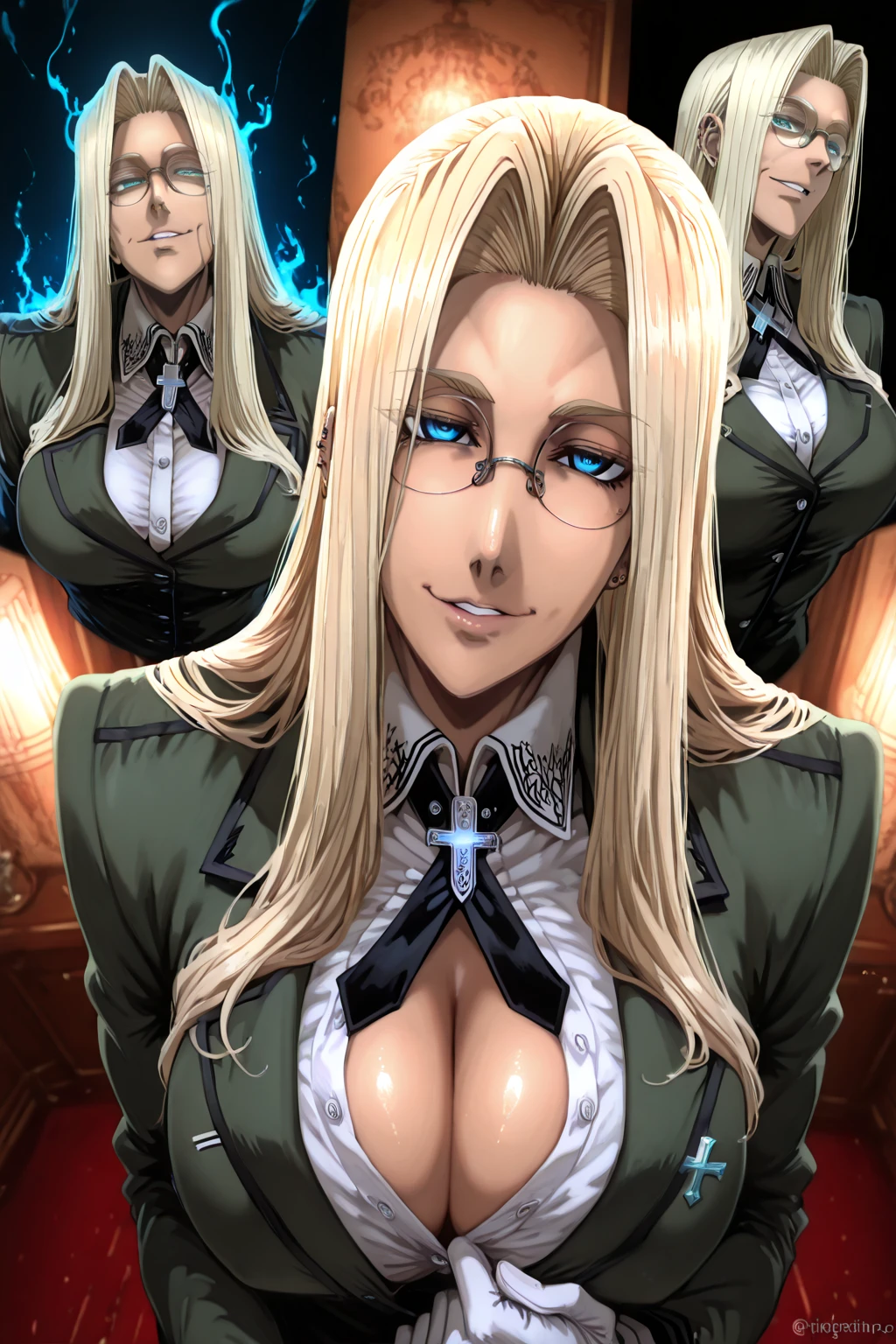 masterpiece, best quality, integr hellsing, integra, 1girl, solo, , sitting, campfire, warm lighting , , orgasm, aroused, in heat, sex crazed, horny, head tilt, looking to the side, gigantic breasts, breast focus, boob window, bare breasts, arms at side, arms behind back, Detailed face, Detailed blue eyes, Detailed face, blue eyes, perfect eyes, perfect face, nude