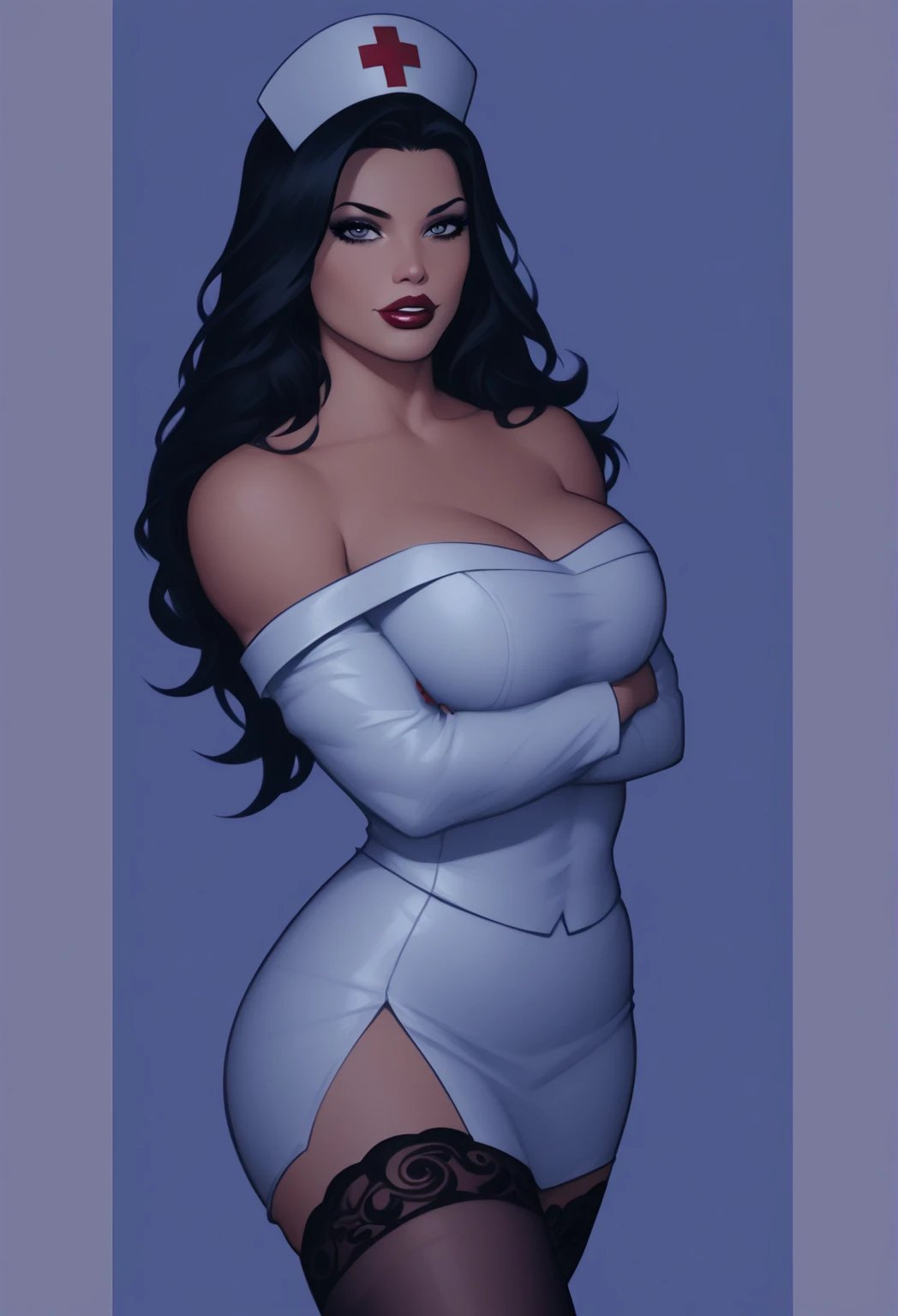 <lora:Yennefer_v2.1:0.7> Yennefer, cowboy shot, the witcher, lace, sexy dress, smiling, in the royal room