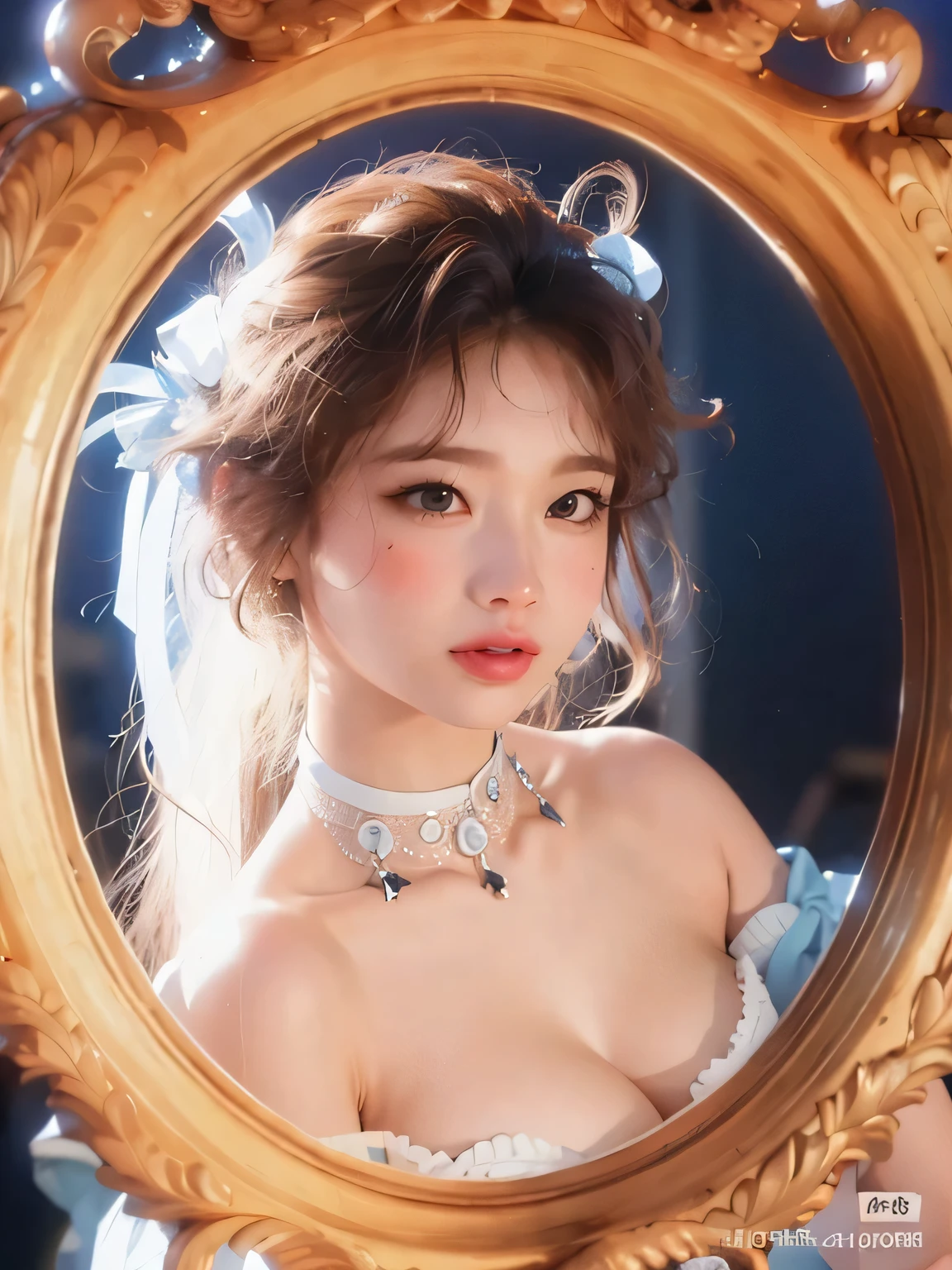 a young saint of 20 years old, Saint with a beautiful and super cute face, naked, showing her breast and genitals . Beautiful cute face, There is a deep slit in the chest、Beautiful face without blemish, Lovely smile, ((7 colors of hair length:1.2)), Big Crown, Hair brooch, Chinese ancient style, Full Body Jewelry, The female saint's chest is round、It's so full,small breast, Innocent face, The most beautiful and detailed pale lipstick, ((thin plump lips:0.3)), Delicate pink and white eyes (White and detailed) Cinematic, Light and Darkness, Dramatic Lighting, magical light, Highly detailed light, True Color, Super sharp, Realistic, The 8k quality, Fantasy universe background, Saints and magical spaces, The most detailed image, Solo, saints, full body shot