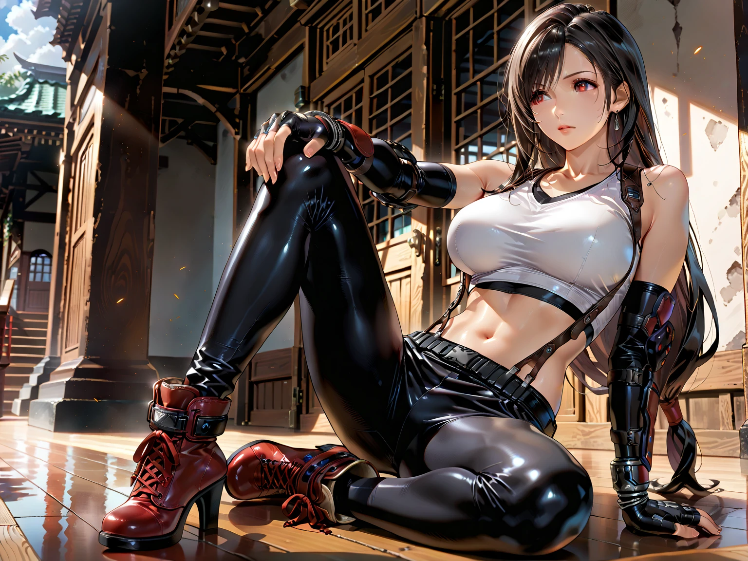 A penis is growing between his legs Tifa Lockhart Big penis With legs apart Tank top