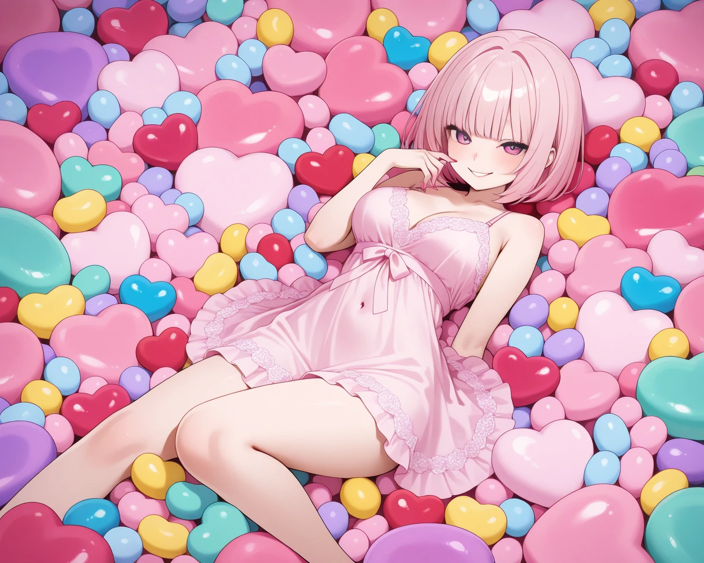 (masterpiece, exquisite beautiful eyes: 1.5), masterpiece ,1 girl,cute girl,(red eyes),small breasts,camisole, insidebox, boxrelaxed, in box, in container, inside cardboard box, box with packing peanuts,pink flower:1.2