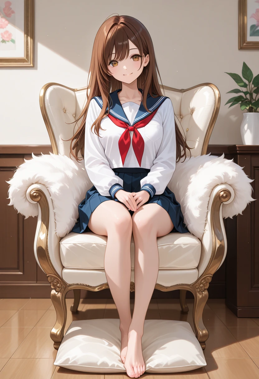 ((masterpiece, Highest quality, High resolution, 超High resolution, Pixel Perfect, Written boundary depth, 4K, RTTX 10.0, Human Development Report))), 1 girl, single, alone, beauty、View the whole body、 ((Long Hair, Short Liuhai, Reddish brown hair)), ((blue eyes, Beautiful eyelashes, Realistic eyes)), ((Detailed face, blush:1.2)), ((Smooth texture:0.75, Vibrant texture:0.65, Vibrant:1.1, Anime CG style)), Medium chest, Perfect body, smile, attractive way to sit, Brewing tea in a teapot, (The wind makes my hair flutter,Exposing shoulders、Expose your breasts) , It snows heavily at night、(((Showing panties:1.3)))、M-shaped legs:1.4 Highest, masterpiece, High resolution, (Head to toe full body view), front, frontComposition from slightly below, Symmetric, Tall 18 year old girl, alone, (Head to toe), (Small breasts), Unkempt brown hair,(White luxury lingerie), (Sit with your legs apart), (Crouching pose), (A composition showing white panties), (Her legs were spread、I see your white pants.), (I was made to sit on the floor with my legs spread...),((((M-shaped legs:1.4))))
, Thin legs, A very beautiful and tall 18 year old girl, (No shoes), blush, Shy big eyes, looking at the camera, (((Blazer Uniform, Checkered Pleated Skirt)))、((Vulgarity)),