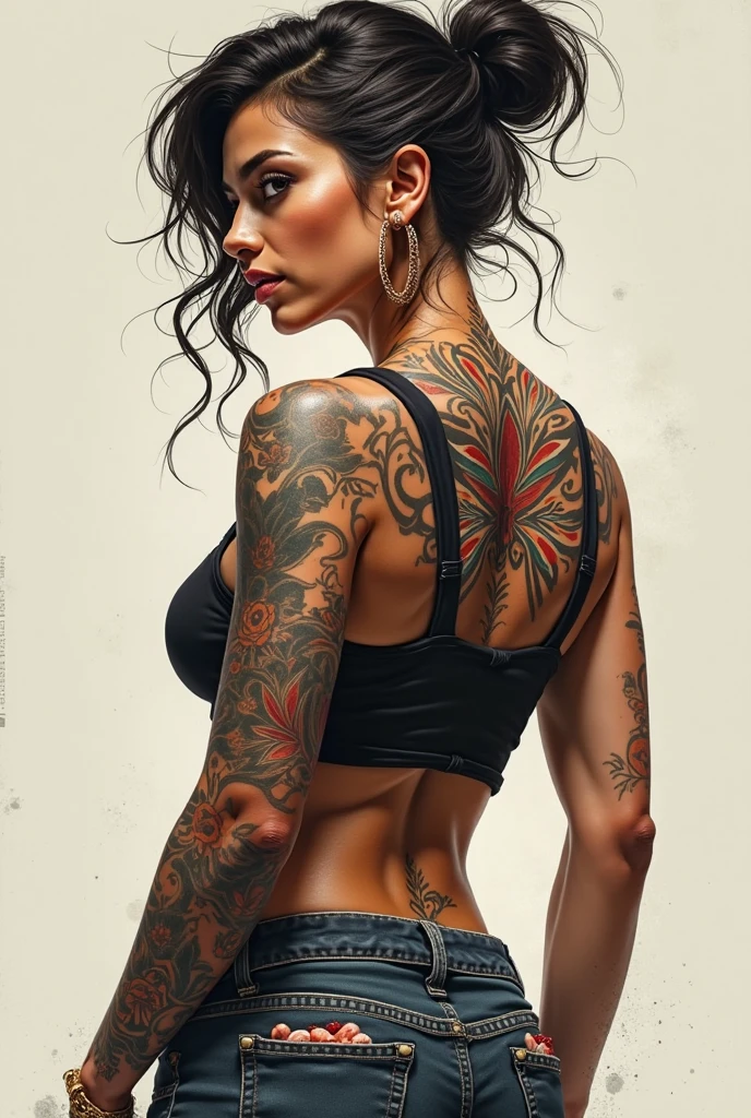 Give me a picture of possible female tattoos from shoulder to wrist for gym athletes