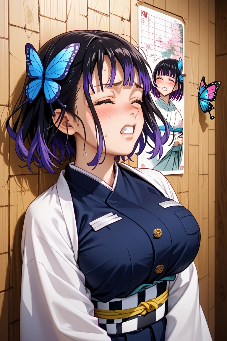 score_9, score_8_superior, score_7_superior, sauce_anime,
胡butterflyしのぶ, Shinobu Kochou, Animal print, Black Hair, butterfly, butterfly hair ornaments, butterfly print, amount, Gradient Hair, hair ornaments, Haori, Multicolored Hair, Parted bangs, Purple Hair, short hair, Two-tone hair,Exposed breasts, penis, titjob,Big Breasts, ((cum on face)), angry face, Rage, closed eyes,