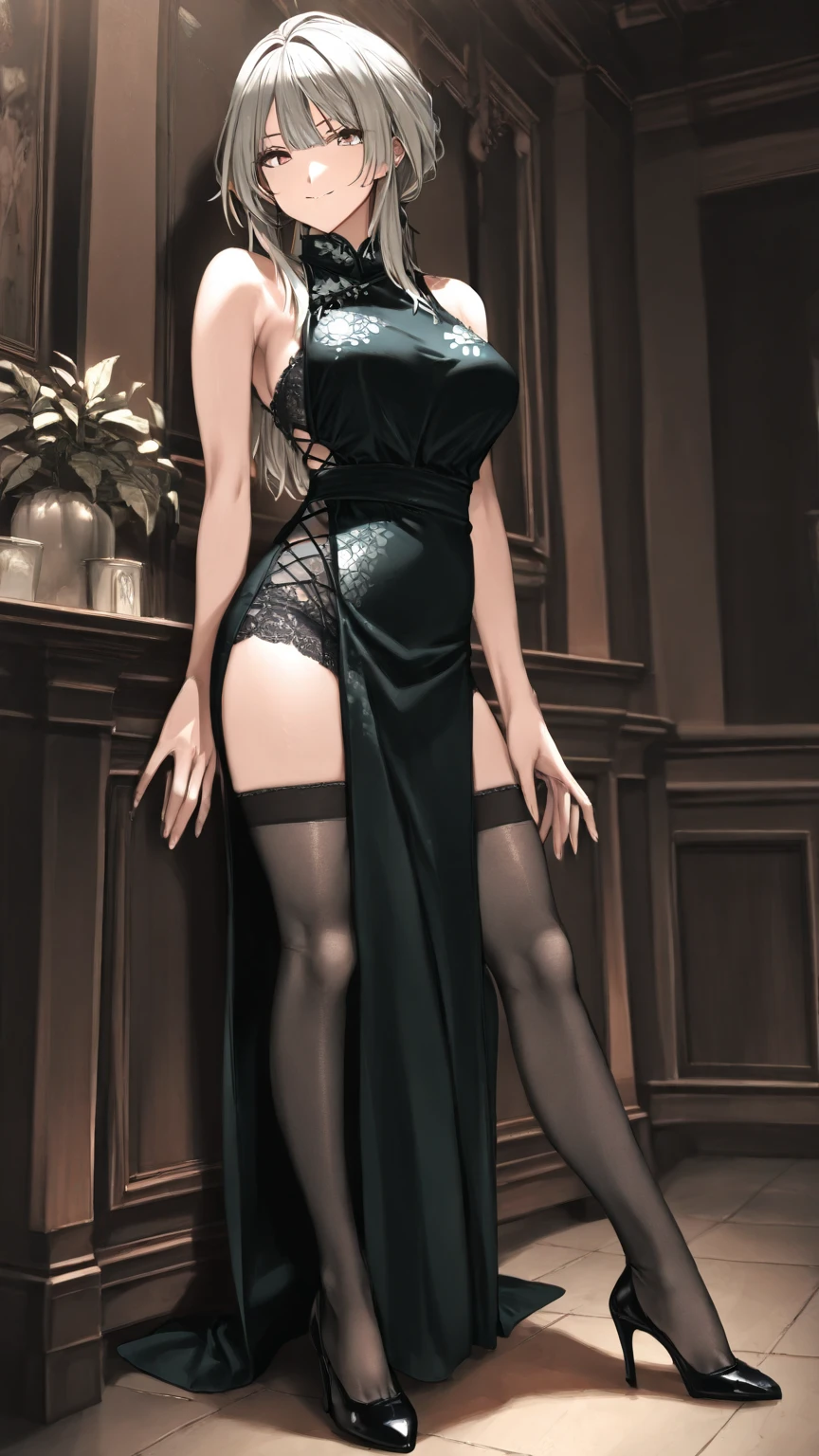 masutepiece, Ultra Detail, Hyper-Resolution, Highest Quality, 1 female (( (Perfect body), Solo, mideum breasts, Thin thighs, High resolution, long brown hair, Ponytail, Dark blue eyes, Highly detailed mottled pink lace dress, Highly detailed facial and skin texture, Highly detailed eyes, face perfect, perfect bodies, No extra fingers, No extra arms, No extra legs, (Full body portrait), I almost cry and grab the cage., blush, very, very sweaty, standing straight)), Background((In a narrow cage where one person can barely stand, Suspended in the air)), 8K Wallpaper.