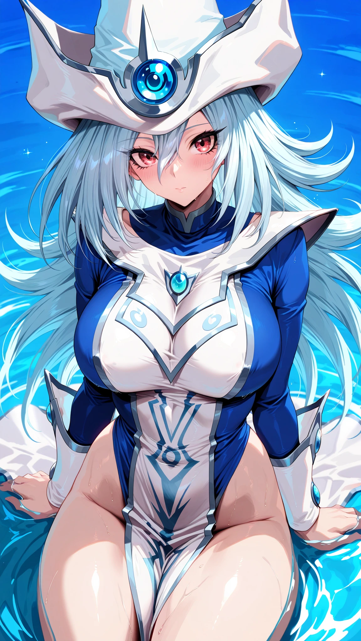 Lusamine, Pokémon ,breasts big,big boobies, curvilhada,serious look, cold stare,macabre smile 