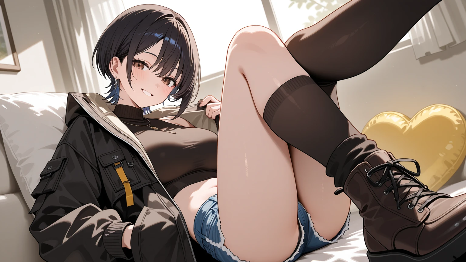 (Masterpiece, best quality, ultra detailed), ((spread legs, skirt lift, cameltoe, ), zero suits