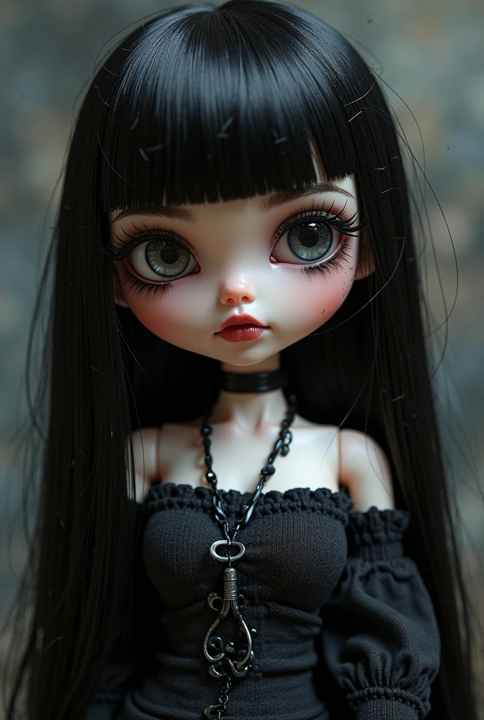 1porcelain doll, low twintails with white rose, black hair, detailed face, ((emotionless expression)), ((lifeless)), plain white skin, plain white eyes, long eyelashes, (gaze down), black eye liner, white face makeup, gray lipstick, black dress, (white ornate), medieval theme, (dark horror theme), cold lighting, white lighting, (dust), sitting lean on the wall, (tilt head), (sitting in dark conner of doll shop), (doll shelf), porcelain doll, (masterpiece:1.2), super detailed, best quality