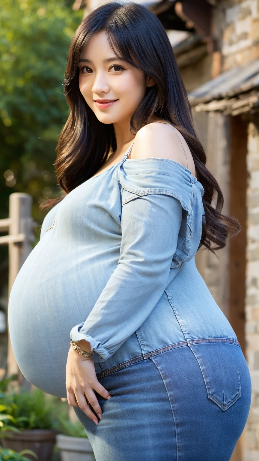 a beauti,slightly fat big breasts,plumw, huge pregnant, 40 weeks pregnant, pregnant triplets,Raised sexy,Loose-fit sports shorts,Thick legs,camisole,long hair braid,Black glasses frame,Take a walk in the park,natta,k hd,A high resolution