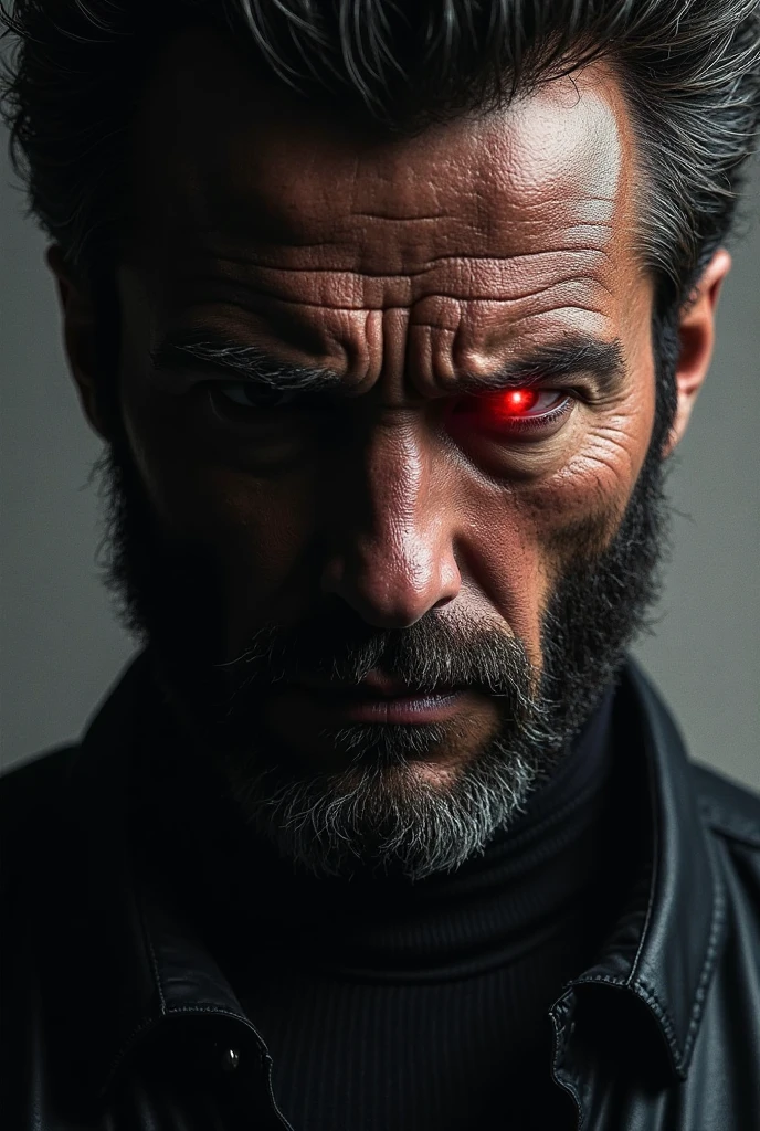 best quality,masterpiece,realistic,raw photo,8k,detailed,skindentation,cinematic shot,portrait of a cybermutant man wearing a tuxedo,glowing red eyes,upper body,portrait,<lora:Fleshmutant:0.8>