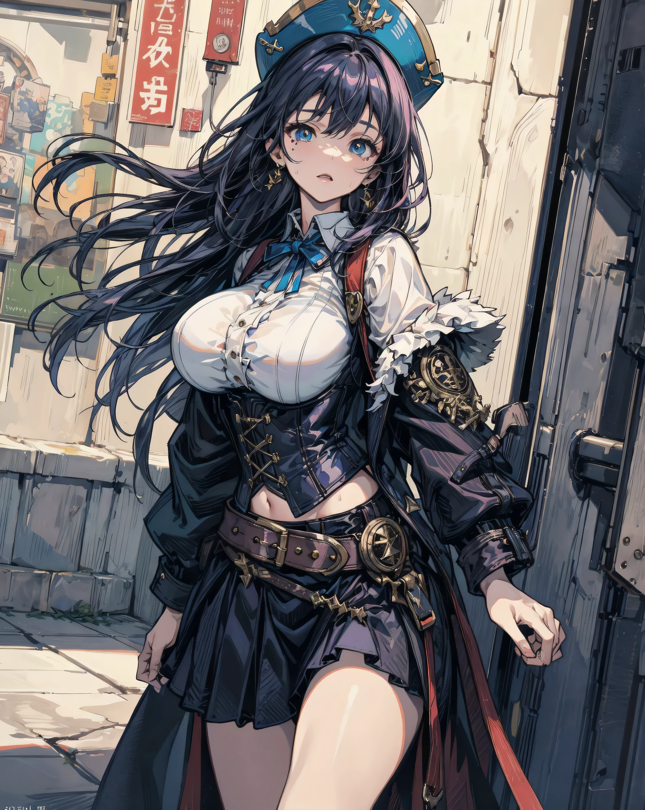 anime girl in a corset with a gun and a barrel, loli, at pixiv, steampunk beautiful anime woman, pixiv, top rated on pixiv, the anime girl crouching, revy black lagoon, pixiv 3dcg, revy from black lagoon, v from devil may cry as an elf, nausicaa, pixiv contest winner