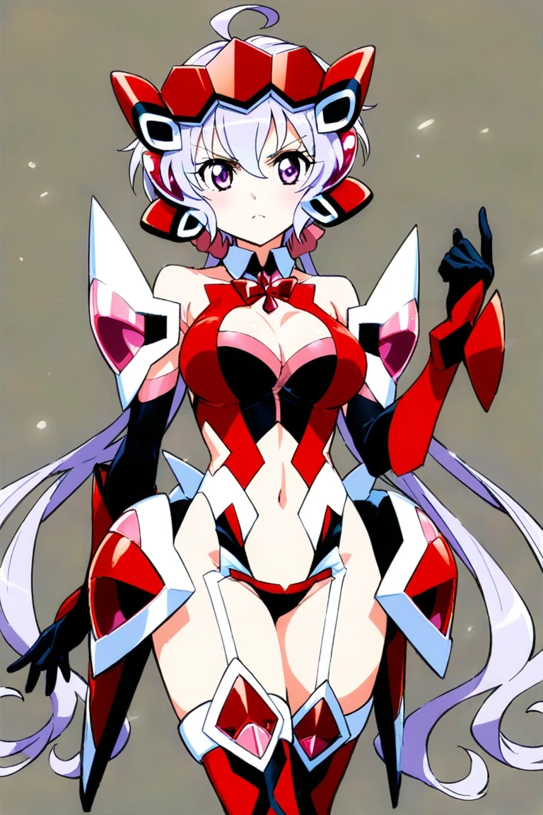 Gray (purple), Eyebrows are thin, Height is small, Big eyes, sixteen years old, Fair complexion, Large and developed chest, Glamorous, Very large chest, Young face, Legs are thin, Layered head cut, Bangs are there, Cute, Eyes are big, No cloth on the abdomen, Cartoon style, Chest is very developed, Chest is emphasized, Clothing fabric is thin, Thin abdominal muscle, Red, red, deep red, crimson are precious, Pale white, pale red, Curl inward toward the ends, Bangs are slightly long, parted on the left, Back hair, Hangs on the forehead. Curled inward toward the ends, slightly long bangs parted on the left, with back hair, hanging over the forehead, white boots, double back hair, one hundred cm chest, fifty seven cm around the waist, eighty five cm around the waist, eight k, highly saturated, abstract, bordered, hip-accentuated, , inguinal, arm-crossed, cris Yukine, SENKIZESSHOU SYMPHOGEAR.Leg spread、Groin、Hips、8k、独奏,One person, High resolution, Textured skin, Ultra high definition, Kick
