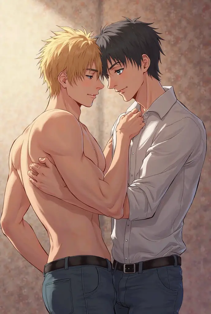 Gay, blonde hair, 2boy, best quality