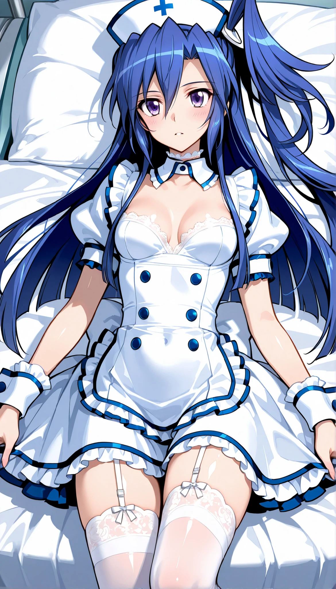(Suffering from being held by a muscular man:1.5)、Cure White,hair ribbon,Chest ribbon, mini skirt, white choker, thigh straps, elbow gloves, detailed hair and outfit, long flowing blue hair, white and blue frilly dress, white gloves and boots, blushing, feeling pain, suffering from arm being bitten by enemy, dynamic and intense scene, background with sound waves, eyes closed, masterpiece, best quality, highly detailed background, perfect lighting, (beautiful, best quality: 1.1), masterpiece, perfect eyes, (beautiful), (erotic: 1.2)