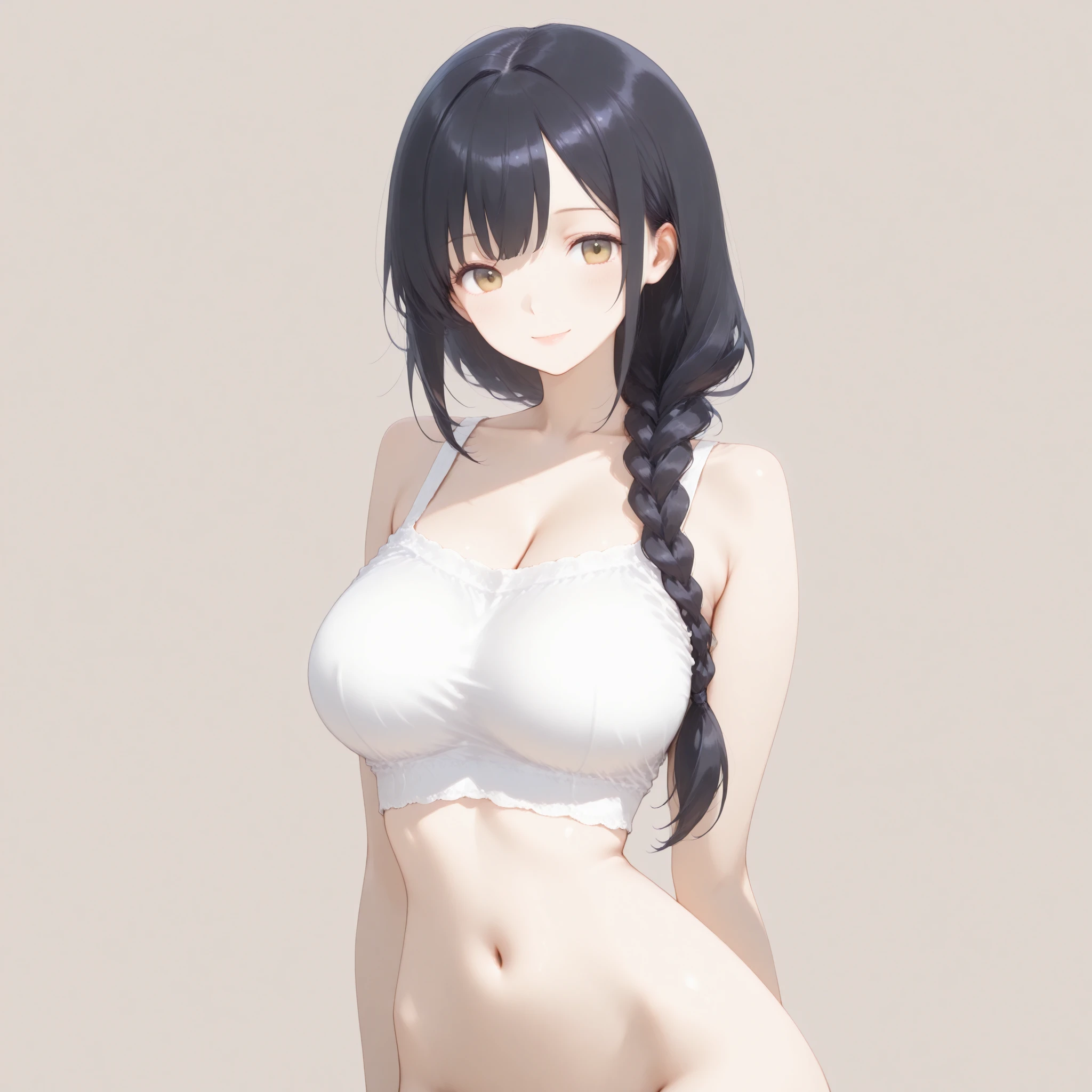 best quality, amazing quality, very aesthetic, absurdres, 1girl, rio (blue archive), blue archive, red eyes, black hair, strapless, (artist official art:1.5), (realistic face), (narrowed eyes), (cowboy shot:2), (concept art), panties, (thigh), expressive eyes, perfect face, 4k, extremely detailed anime illustration, extremely detailed eyes, enhanced details, perfect ???????, light rays, photo background, extremely delicate body, smooth skin, feminine expression, (black background:1.5), cristal clear eyes, beautiful face, big breasts
