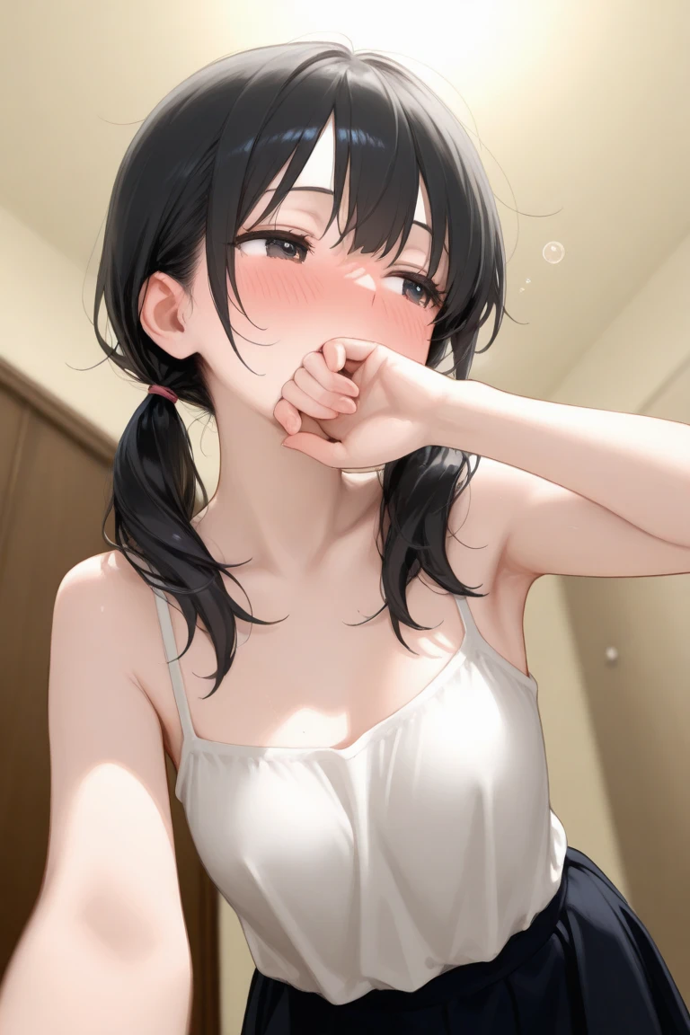 modern, Verism, masterpiece, textured skin, super detail, best quality, 4K , A beautiful woman, black hair, long hair, She has his mouth wide open, showing a very surprised expression.
