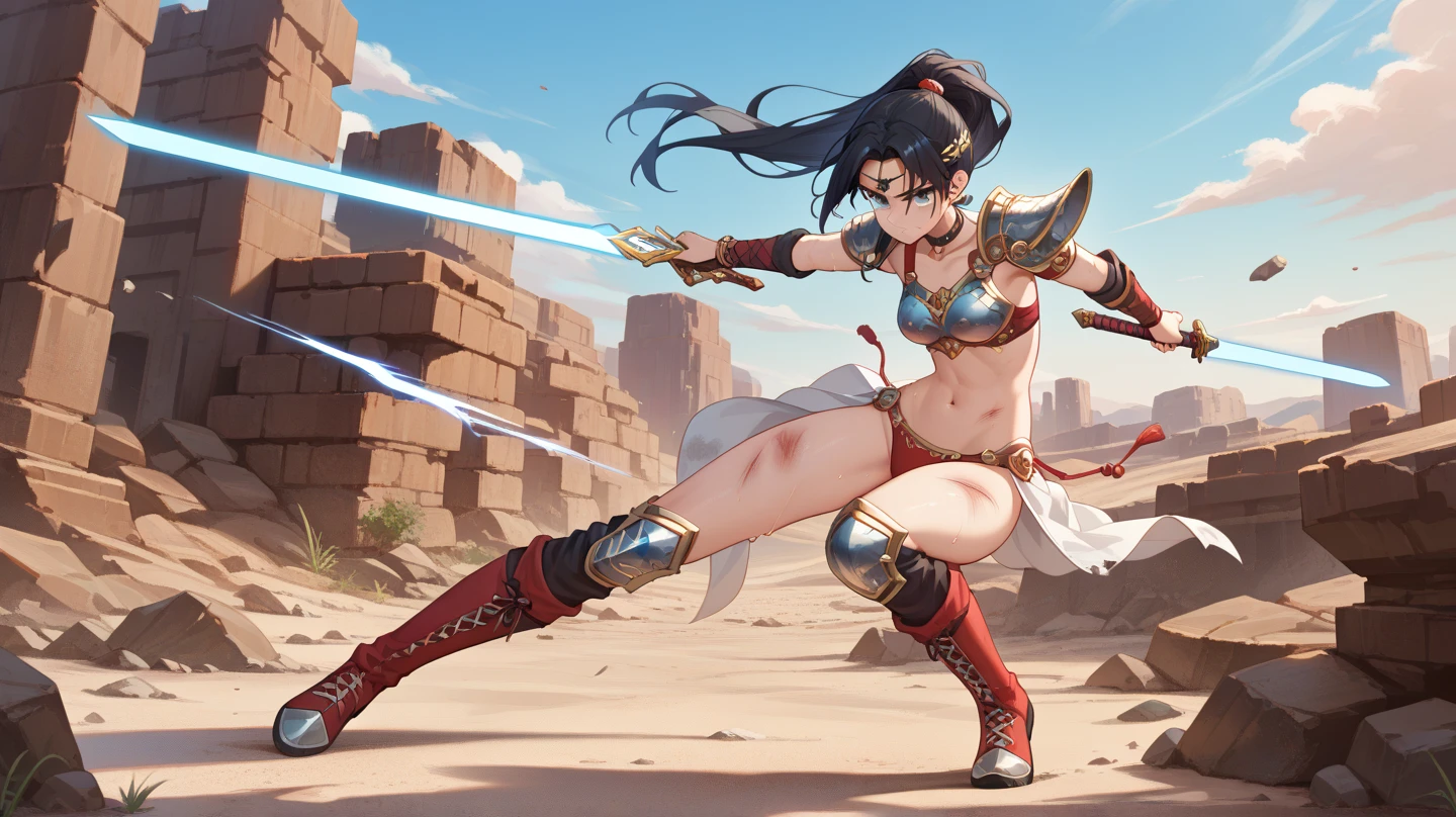 (One Japanese woman)、(beautiful girl)、(sexy)、(Drawing the sword)、(Black Hair)、(Long ponytail)、((Warrior Princess))、((Female Generals))、(Goddess of War)、((Old Japanese Armor))、((Holding the Japan sword))、(True to prompts)、(Deluxe)、(Feminine hourglass curves)、(Muscular)、(Glaring with sharp eyes)、(sexy)、(((Huge huge breasts))),(Big Ass)、(Thick thighs)、(Outdoor)、(what&#39;Left behind)、((Many people々々々))、(sunny)、(blue sky)、(Best lighting)、{{{Browsing Caution}}}、{{{masterpiece}}}, {{{Highest quality}}}, {{ultra-detailed}}, {{shape}}, {{{Very delicate and beautiful}}},{{extremely detailed CG}}、{{unity 8k portrait}}、{{Fabric Shading}}、{{super detailed skin}}、{{Perfect Anatomy}}、{{detailed}}、{{Dynamic Lighting}}、{{{beautiful detailed eyes}}}、{{{beautiful detailed Face}}}、{{{Realistic, RAW Photos}}}、(Perfect Face)、(非常にdetailedな顔)、(Perfect Eyes)、(Perfect Legs)、(Perfect breasts)、(Perfect pose)、(Perfect body)