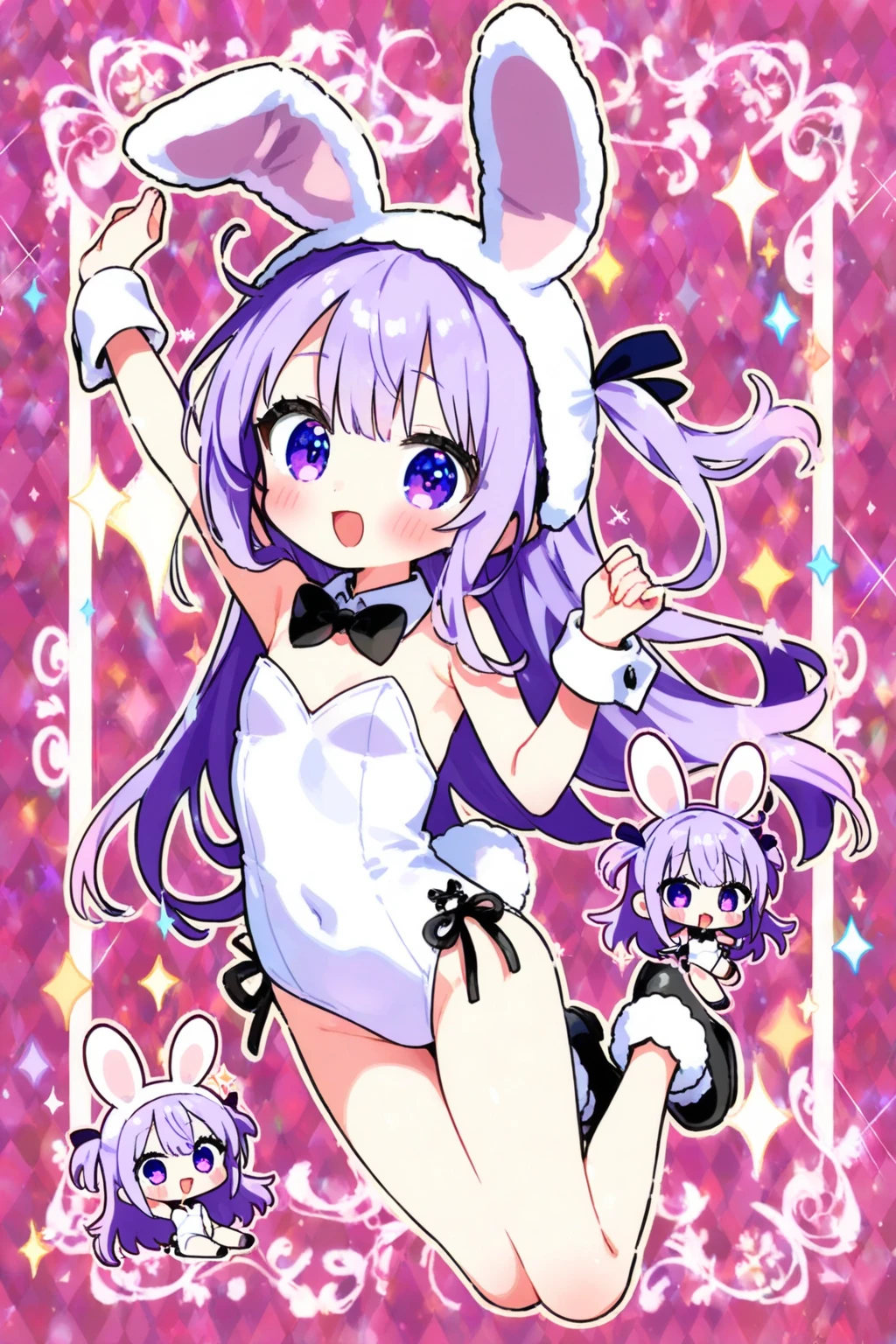 Giant pastel purple neko, pastel purple hair and cat ears, slight purple eye with pink eye covered by hair, red ribbon hairclip, wearing black collar, breasts wrapped in red ribbon, tummy, bottom part wrapped in red ribbon, slight blushing, smile, standing by a skyscraper in daytime city, 8K, high resolution, highest quality, gorgeous