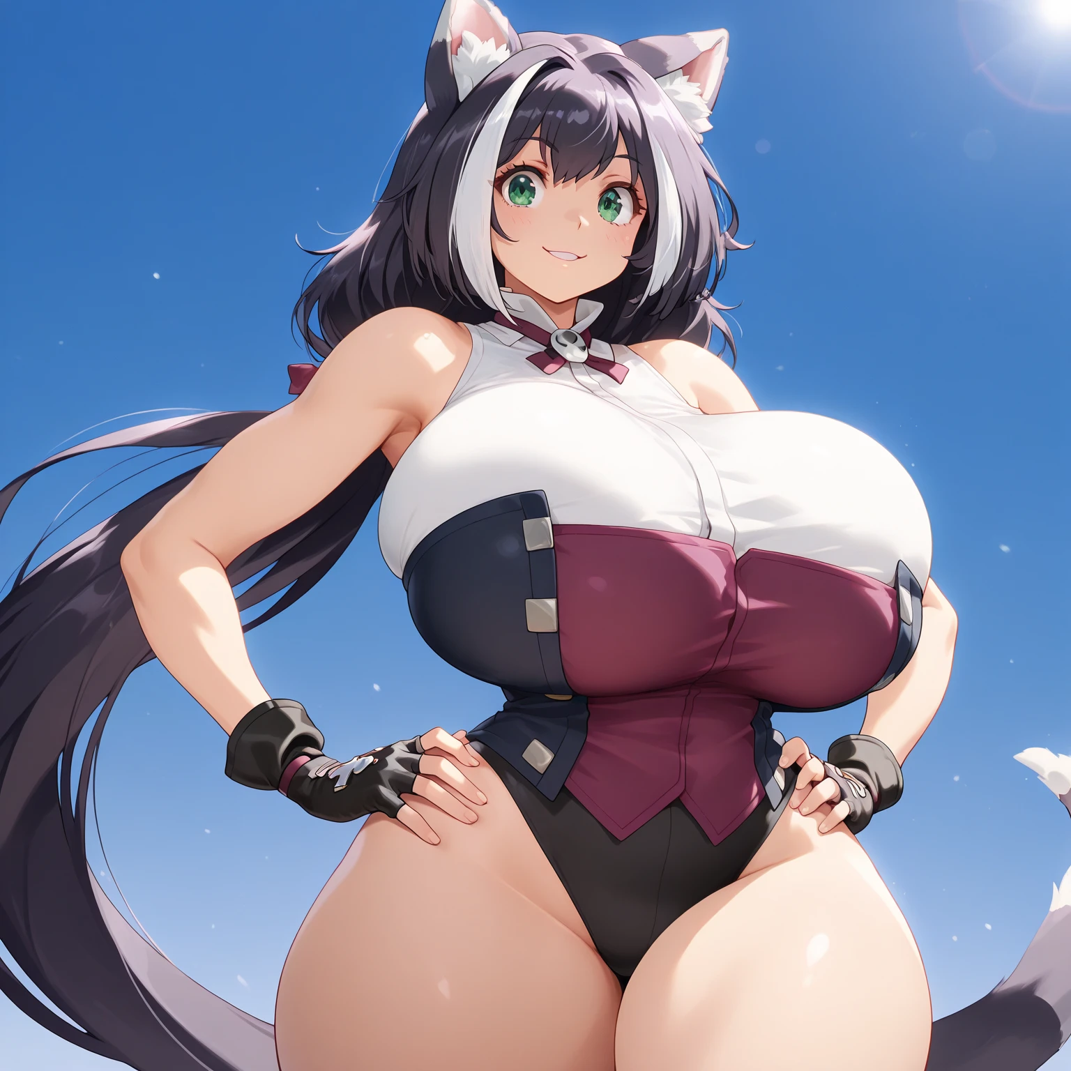 ((Best Quality)), ((masterpiece)), (detailed), a young anthropomorphic fox with white fur and large curves. His smile is sly and playful, and his gaze is as deep as the darkest forest.
Her large hips are overflowing with fertility. Focused on her big butt