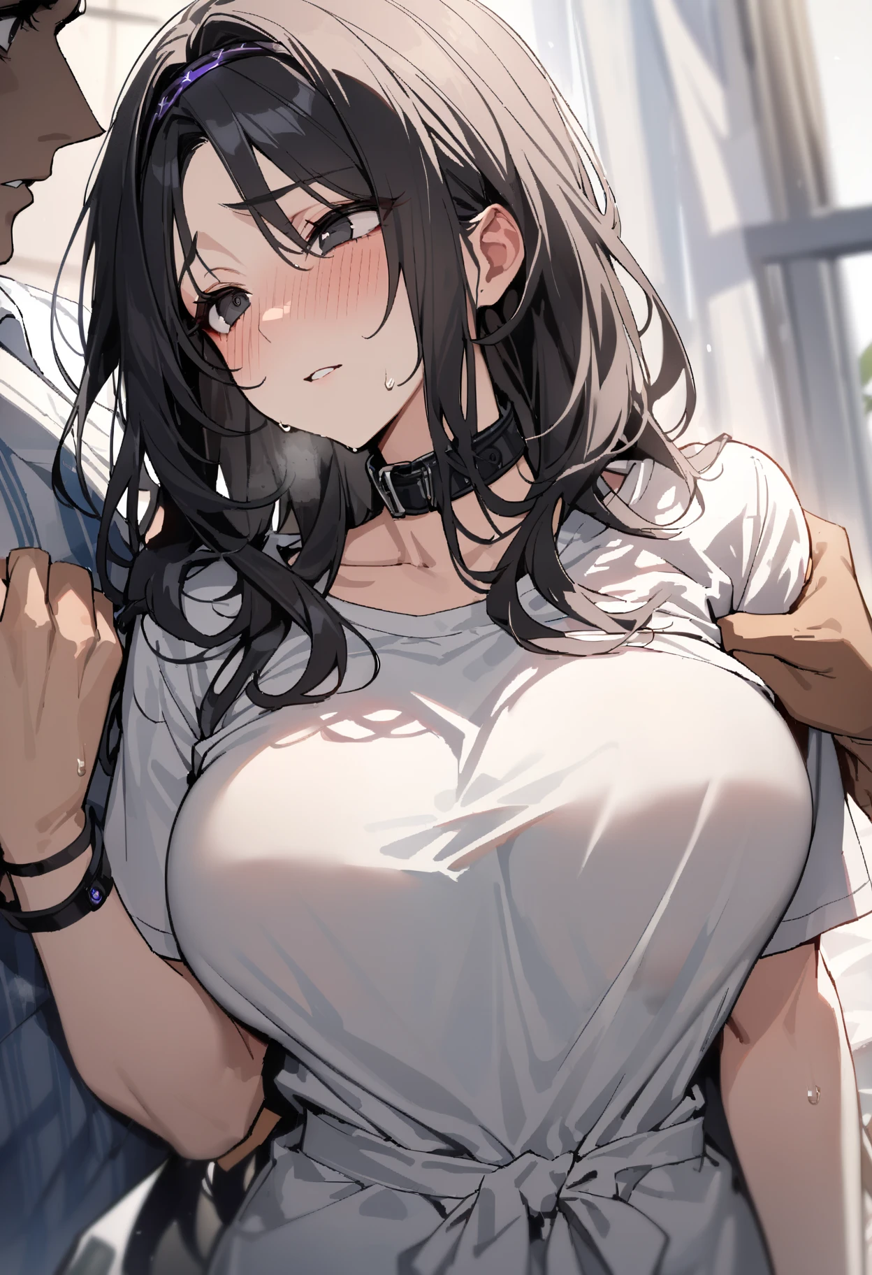 One Man,penis,Slender and sexy woman,Cum in mouth,deep throat ,Black knee socks,Jeans Shorts,Penis in mouth,Penis in the back of my throat,ponytail