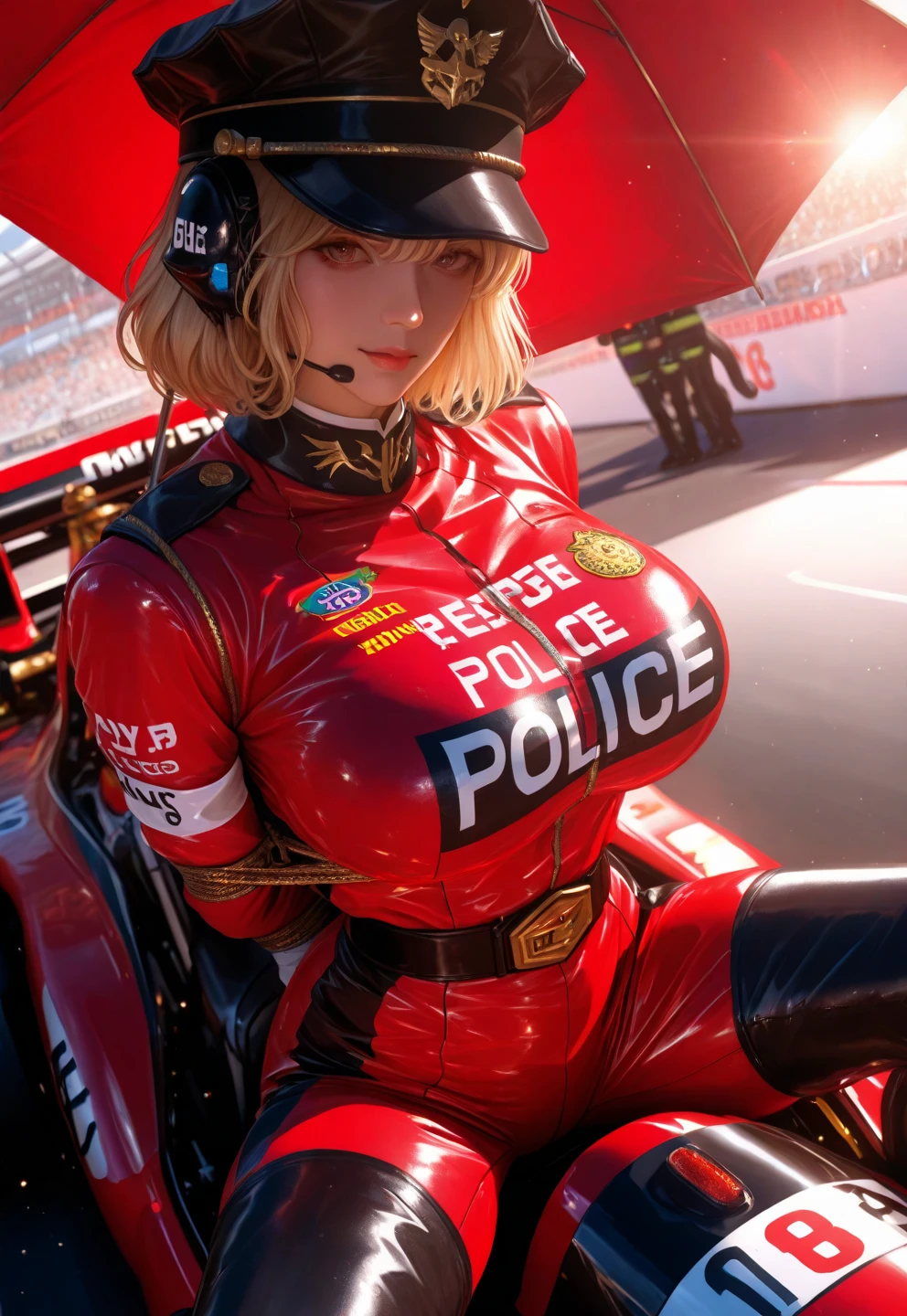 elegant,Full color high quality Super huge breasts woman Black Stockings Updo She is tied up and put on a go-kart with her legs spread, exposing her huge tits A naked policewoman with huge breasts, tied up with rope Super busty with huge nipples Exposed huge boobs Erect nipples Pussy hair headset Police hat Black Stockings Big Ass