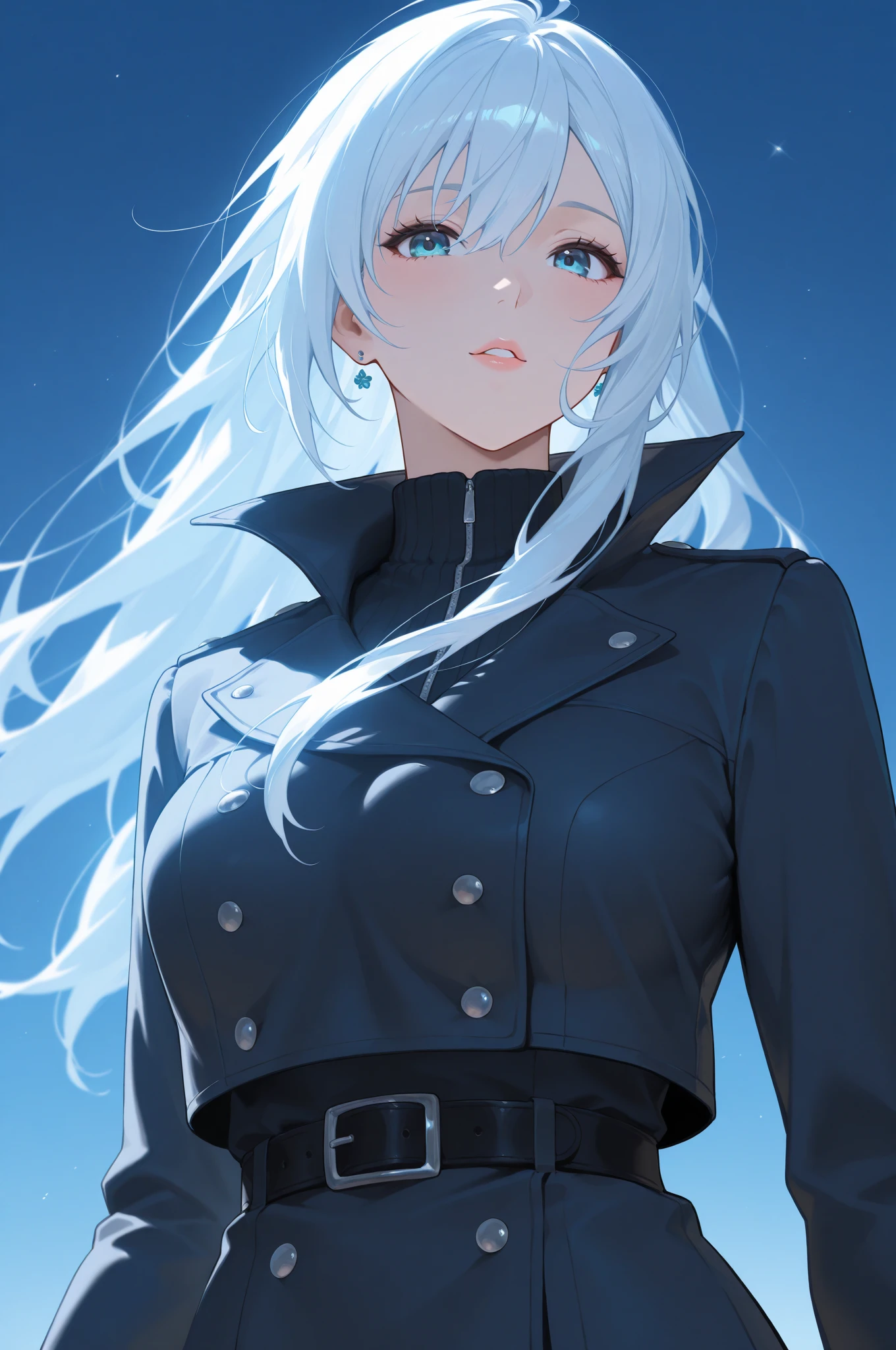 masterpiece, highest quality, Super detailed, figure, military base, Depth of written boundary,Fighter plane in the background、Pilot Suit、Large 、The zipper on the  is open、
 Delicate skin texture, Delicate fabric texture, Nice and polite face, Normal hand, whole body
