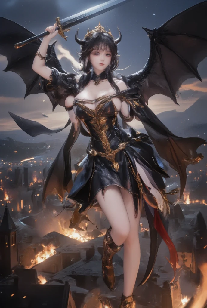 Obra maestra, la mejor calidad, full HD, 8K, Chica demonio, con cuernos y bolas de fuego, ropa muy sexy y super hermosa la mejor obra de arte