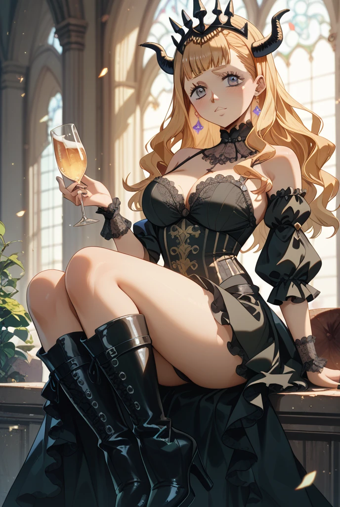 blond woman in a black dress sitting on a fireplace, a gorgeous blonde, blonde goddess, anna nikonova aka newmilky, beautiful blonde girl, sexy girl with long blonde hair, beautiful alluring teen, gorgeous face and figure, yelena belova, cute elegant pose, sultry and beckoning, style of julia razumova, blonde girl