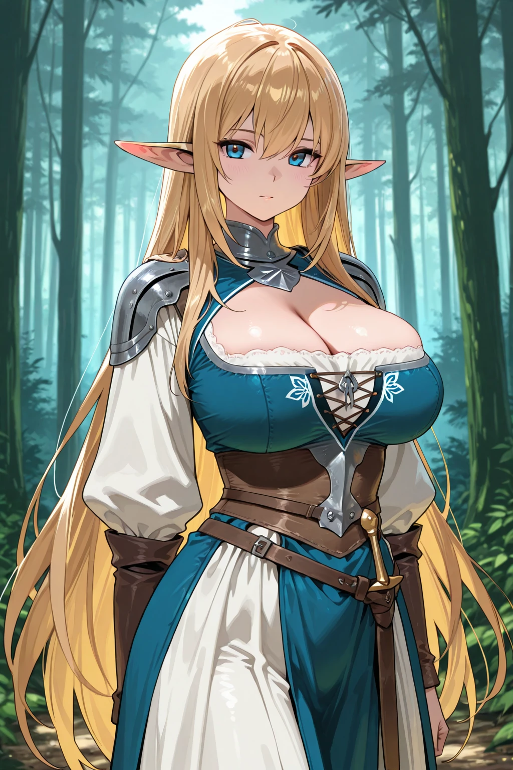 Elf、Blonde、White skin、Big Breasts