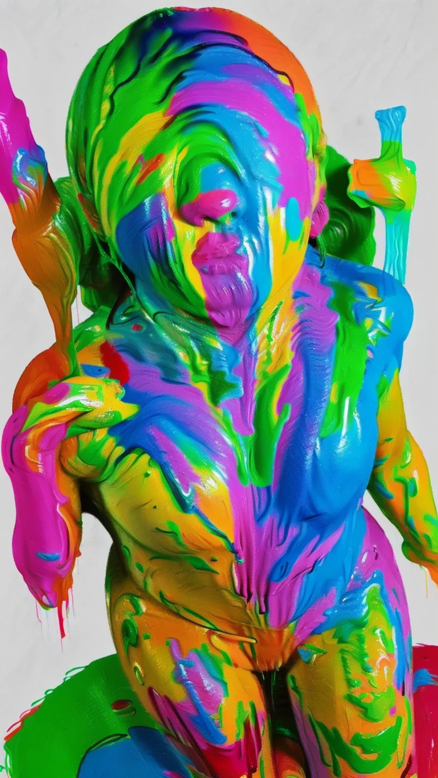 high res, (photorealistic: 1.4,  live shooting ), (Portrait), (full body shot with graceful contours:2), womanhood, solo, cute, sexy, nude, sexyポーズ, (it's mushy from my face Colorful paint is dripping:1.5), (ecstasy face:1.5), (eyes closed:0.8), 
BREAK, (I'm a canvas girl who loves getting messy up {x} My whole face is covered in tons of mushy colorful paint:2), (Colourful paint is pouring down my face from above my head:2), (my whole body is covered with colorful paint from head to toe:2), ( paint dripping from my mouth :1.333), (I'm spitting colorful paint out of my mouth:1.5), (my whole body is covered with mushy colorful paint:1.2), (my whole body is covered with colorful paint from head to toe:1), (my whole body is covered with colorful paint from head to toe:1), (my whole body is covered with colorful paint from head to toe:1), (I'm a canvas girl who loves getting dirty:1.5), ( my whole body is covered in paint from head to toe :1.5), (I'm a paint girl who loves getting messy up:1.5), (My hair is covered in mushy colorful paint:1.5), (I'm a paint fountain girl who loves getting dirty:2.5),  wet paint ,  dirty paint  , sloppy paint ,  messy paint , slushy paint,  mushy paint , sticky paint,  melting paint ,  not dry paint ,  spilled paint , Multi-layer paint , 