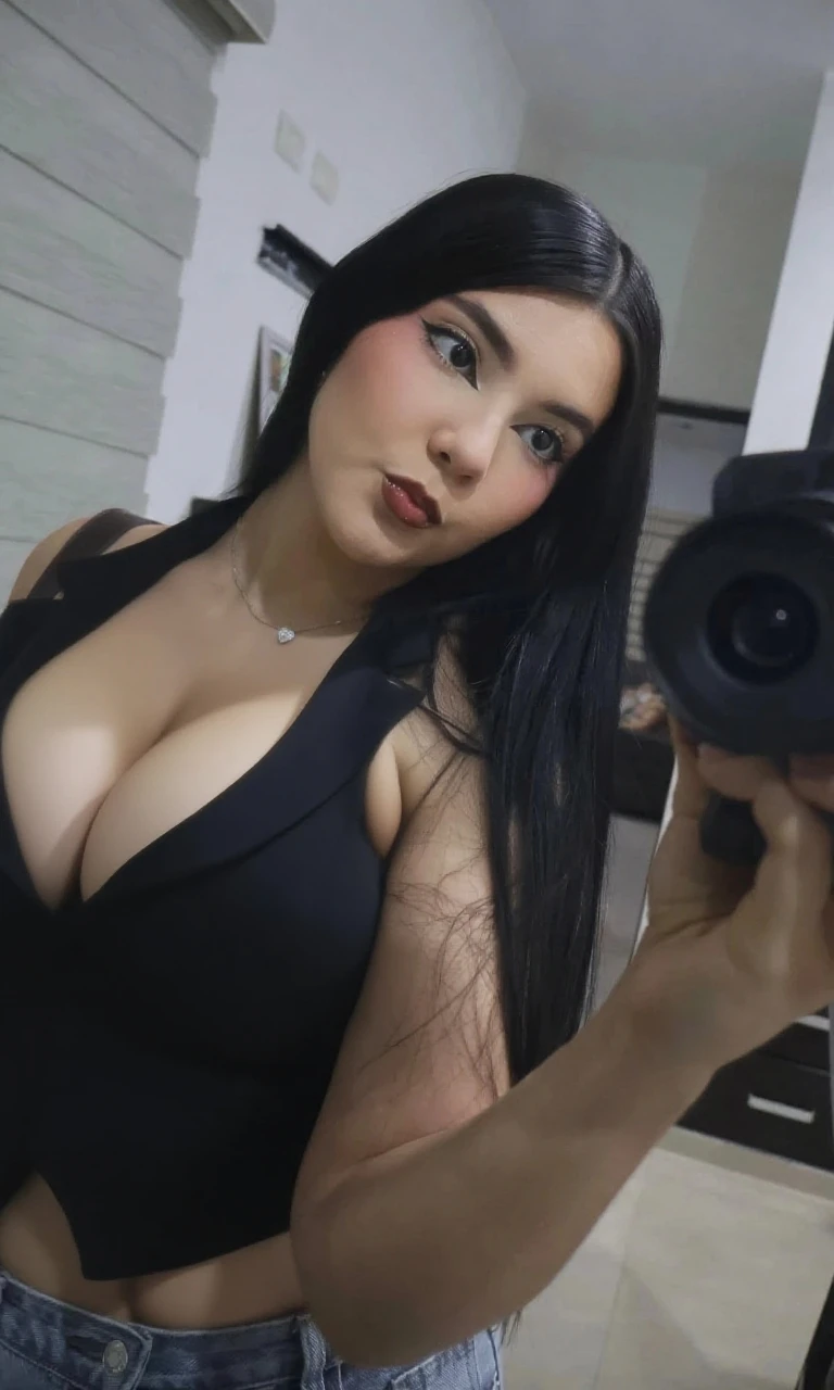 The girl who is taking a picture of herself in the mirror, beautiful girl, sexy body, big tits, big ass, white crab, pants, sexy , wet clothes , hot women , Insomnia and lust 