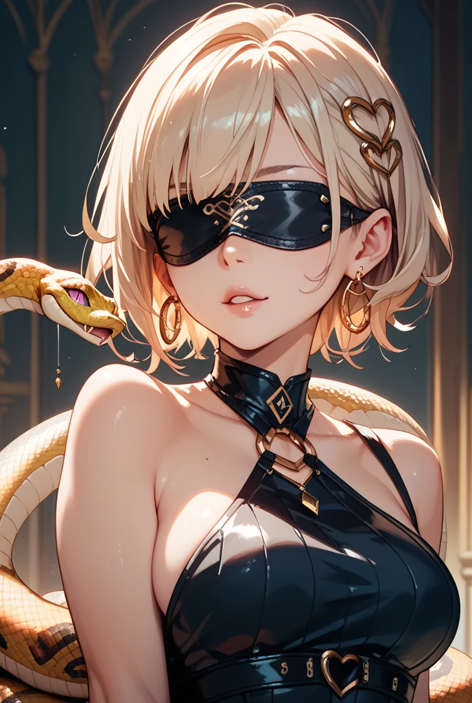 ((Лучшее качество)), ((шедевр)), (подробный), naked elf next to a snake