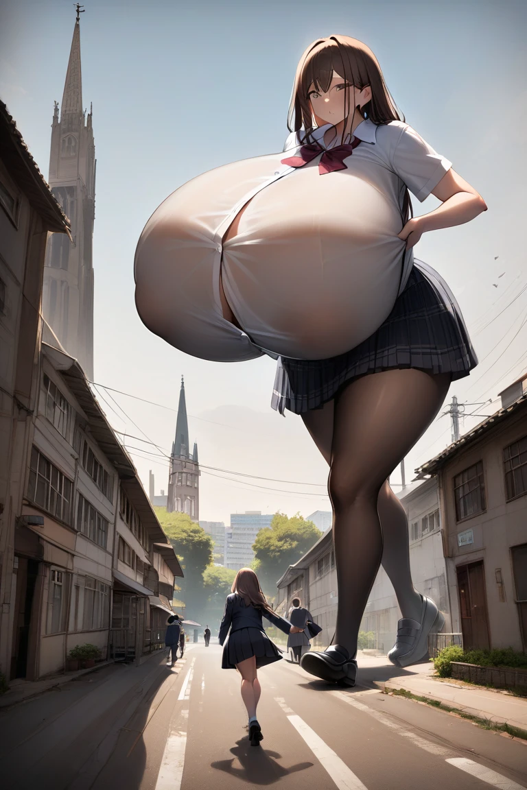 photoreal, highest quality、4K quality, 40 years old (gigantic tits:1.5)、(puffy nipples) black hair Woman (sailor uniform:1.2) squatting, woman opens her legs wide、nude pussy、wet pussy, gaping pussy, dripping semen, lots of semen, piss, pissing, semen, piss , in a park