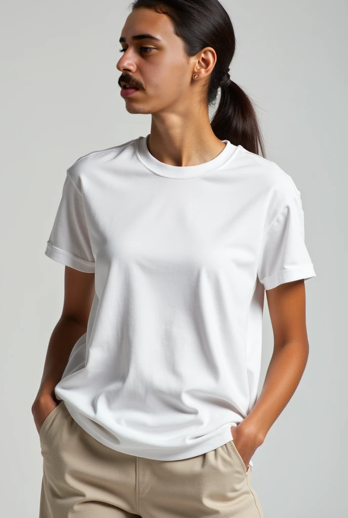 WhiteCAP帽子,WhiteTshirt,Navy blue trousers,Beautiful women,