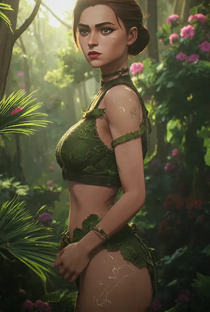 gwen tennyson,tracer,bulma,rebecca chambers,1girl,close up,mayan jungle,mayan armor,jade head and neck jewelry,short hair,mayan jungle,green eyes,orange hair,shy smile,freckles,redhead,beautiful girl,large breasts,ultra detailed,realistic,fantasy art,