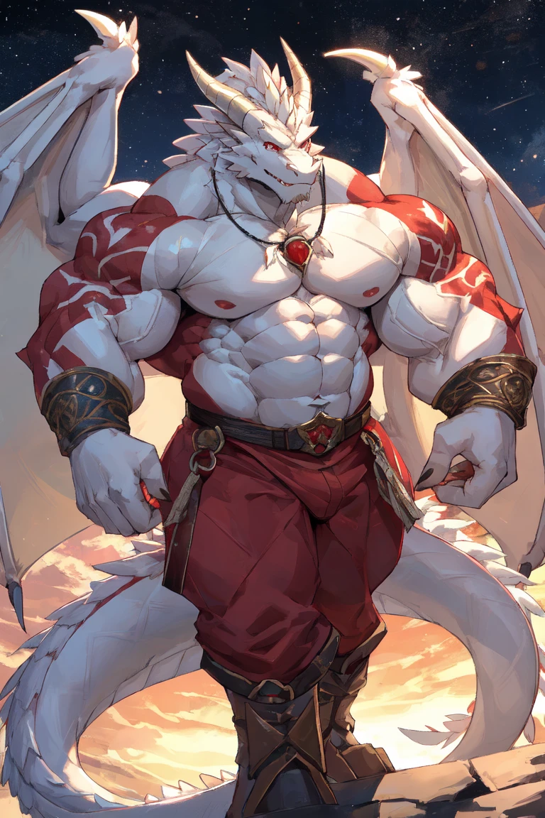 (sfw:1.5),male focus, Handsome 1boy, solitary,protrait photo,single, (White nails, 白色的Dragon Claw, White feet:1.3), Long white hair, (白色的Dragon Wing:1.3), White skin, White dragon tail, (White dragon horn:1.2), (Perfect white eyes, White body, yellow scales, yellow ear:1.3),
Western Dragon, dragon, dragon boy, dragon body, feet, (big eyes, large eyes:1.3), Dragon Scale, Dragon Wing, Dragon's foot, Dragon Claw, Bare neck,
(古希腊White robe, White robe:1.3), Barefoot, There are gold tassels on the clothes,
(full body:1.2), (Mature men:1.4), (muscle,Strong male, muscle男, Bare chest muscles:1.3), Red nipples, (Abdominal muscles:1.4), belly button, (Bare legs, Strong and strong legs, Strong legs:1.4), (Running position:1.3), Run to the audience, (Looking at the audience, Focus, Eyes gaze:1.1), sad, Wronged, Unwillingly, (teardrop, cry, Tears, Tears splattered:1.2), (Reach out to the audience:1.3),
full background, (Clouds, rainbow, dream, Dreams:1.1), Halo, Shattered mirror, Lenses scattered in the air,
Mysterious and romantic atmosphere, Caustic lines(refraction, polarization)Perfect anatomical structure, absurd, Detailed background, Delicate eyes,Printing style。(artist:Takemoto Arashi)