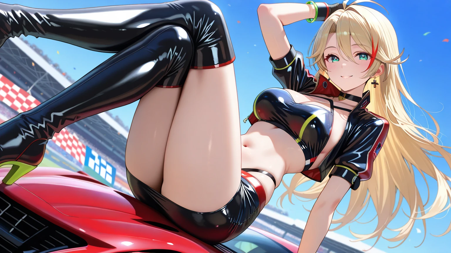 Giantess with firm , long sexy legs, yellow hair and in bikini is lying on the ground, while the city at her feet burns in flames for the destruction she has caused, while people run away from her, so as not to die crushed by her heels. Giantess, goddess, macrophilia, curvaceous body, hentai, fetish, sexy legs, bikini, high heels, high quality