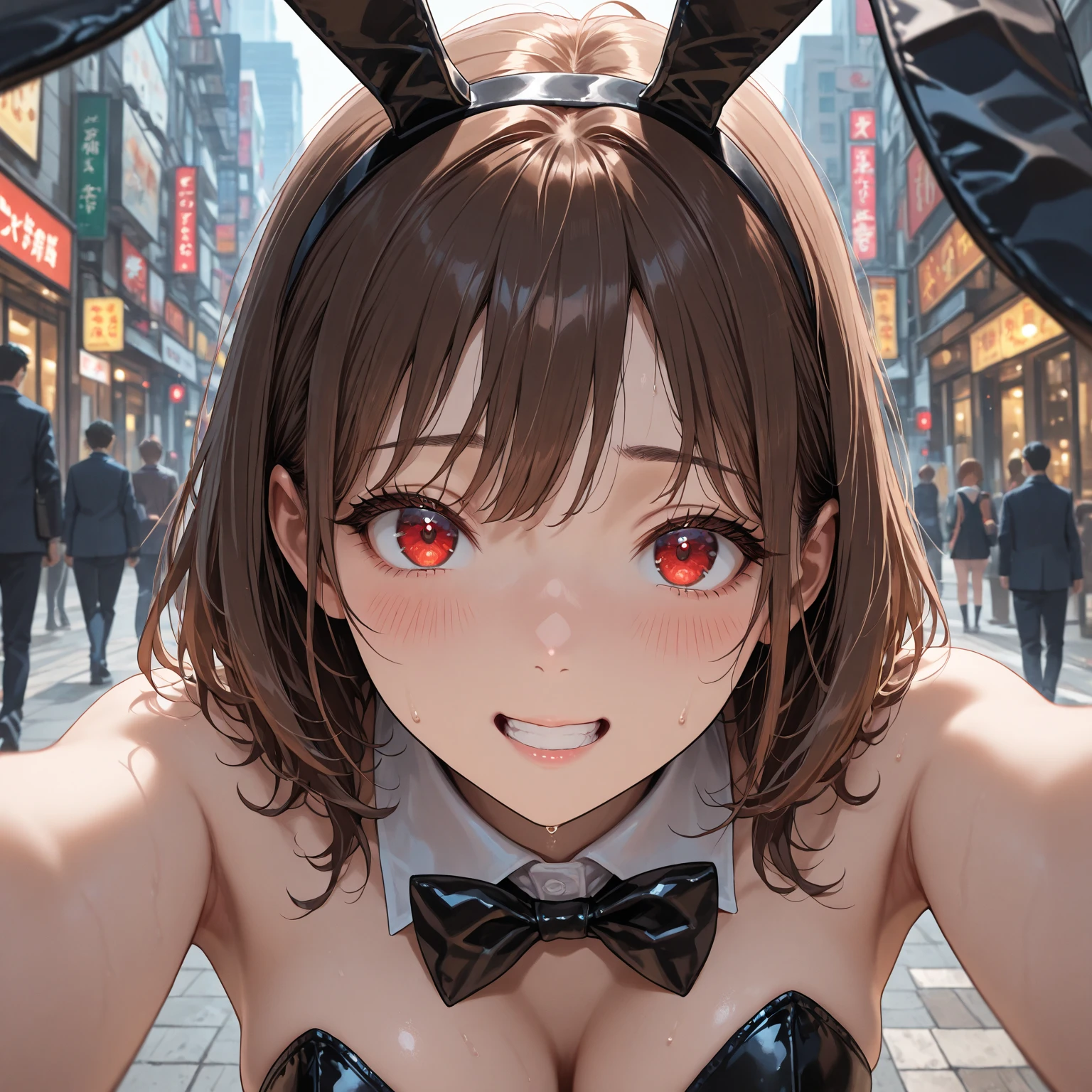 tmasterpiece，best qualtiy，Girls from the Republic of China，Short hair，brown haired，She wears a three-point bikini，Rabbit ears，tits out