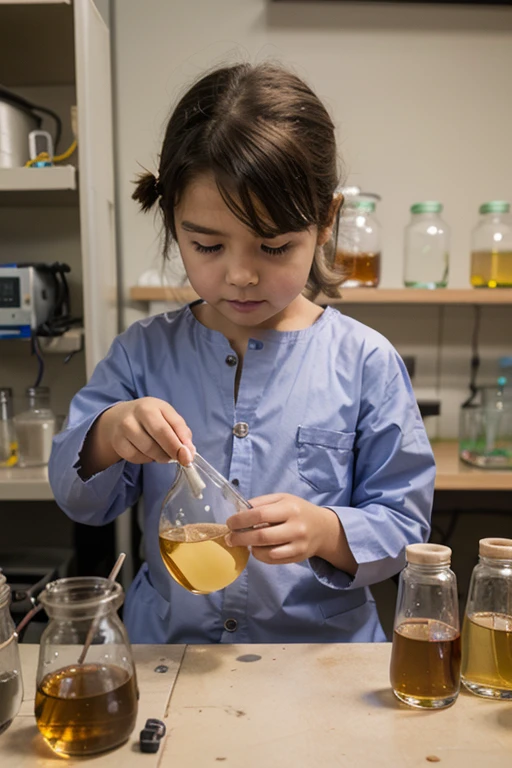 A girl showing albumin in her hand