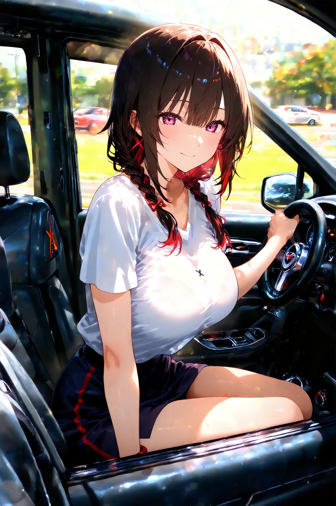 (8K、Highest image quality、highest quality、masterpiece)、detailed face、((1 baby girl)),Wavy hair、medium hair、blunt bangs、evil smile、((grin))、((huge breasts))、((see through camisole))、red school bag,minimum skirt、((micro pleated skirt))、((micro mini skirt lift)、cowboy shot、((in the car)),((see through)),((nipples)),((nipples visible)),((sit on seat)),((spread legs)),((sweaty)),((show off erectile penis)),((((futanari girl)))),(((futanari loli))),(futa  girl),hand to own penis,grab the own penis,hand to penis,touch the own penis,tekoki,Exposure,cum,penis into own hand,hand to the penis,grab own penis,Handjob,cum,semen,sperm,bukkake,cum on face,((penis ejaculates semen)),(((ejaculates semen))),school backpack,(((cumming on face))),((cum on face)),(Futanari),(masturbation),(((futanari masturbation))),,,Oppai, ,((cum,sperm,semen)),((ejaculation semen)),((ejaculation cum))