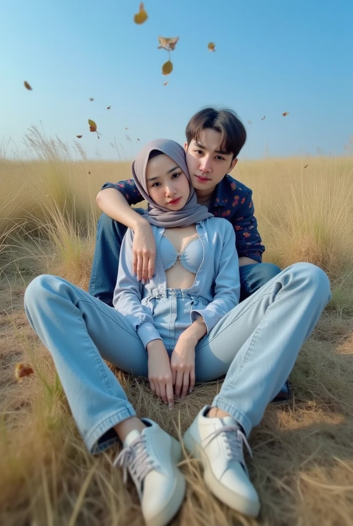 there is a man sitting on a cloud with a crescent moon, the god of the moon, sitting on the moon with a woman
wearing hijab, moon behind him, jinyoung shin, moon themed clothing, hyung tae, ✨🕌🌙, korean artist, ☁🌪🌙👩🏾, jung jaehyun, jaeyeon nam, park jimin, hong june hyung, taejune kim, album cover, steven