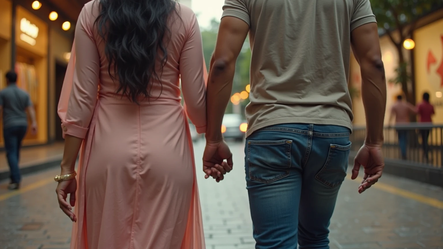 Kizi, kissing, with a man 
