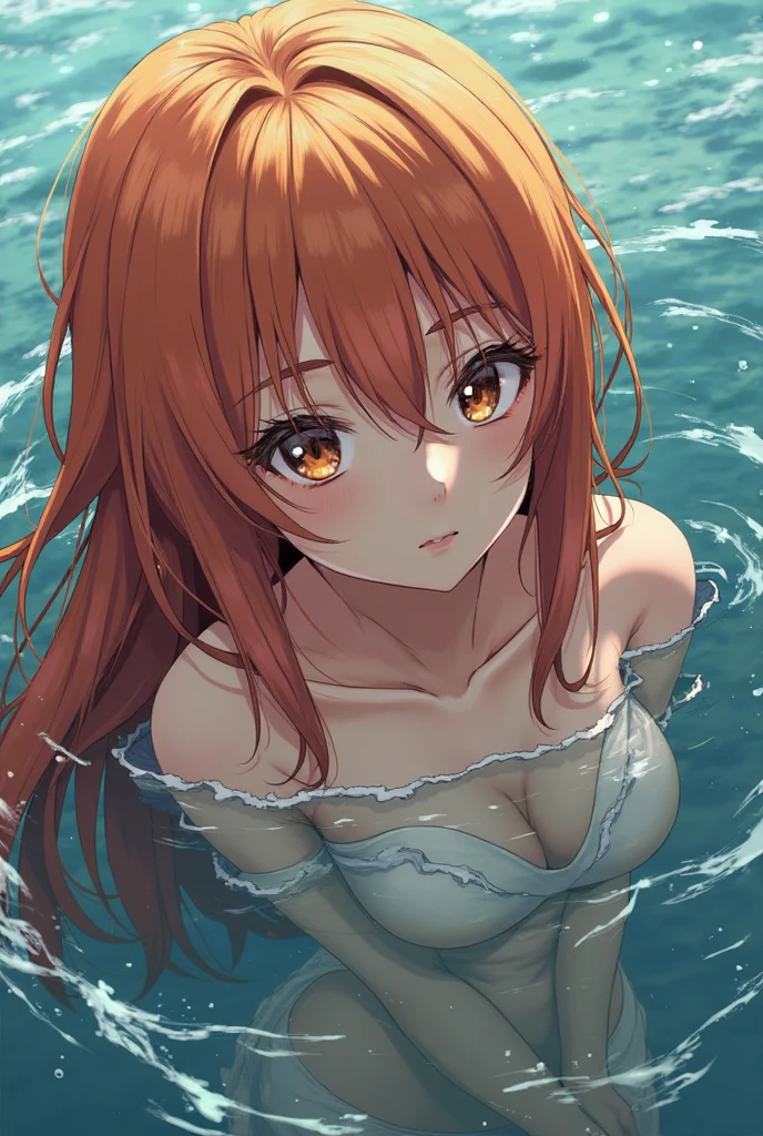 score_9、score_8_up、score_7_up、score_6_up、source_アニメ、2d、One girl、solo、From below、(First-person view)、Nami(one piece)、Nami、Spread your legs、Glowing Eyes、Close-up、Slingshot swimwear、Half an eye、Cameltoe、Large Breasts、Wet、Dripping、Thick thighs、Sweating、Expressionless、Watching the viewer、(Blue sky background)、