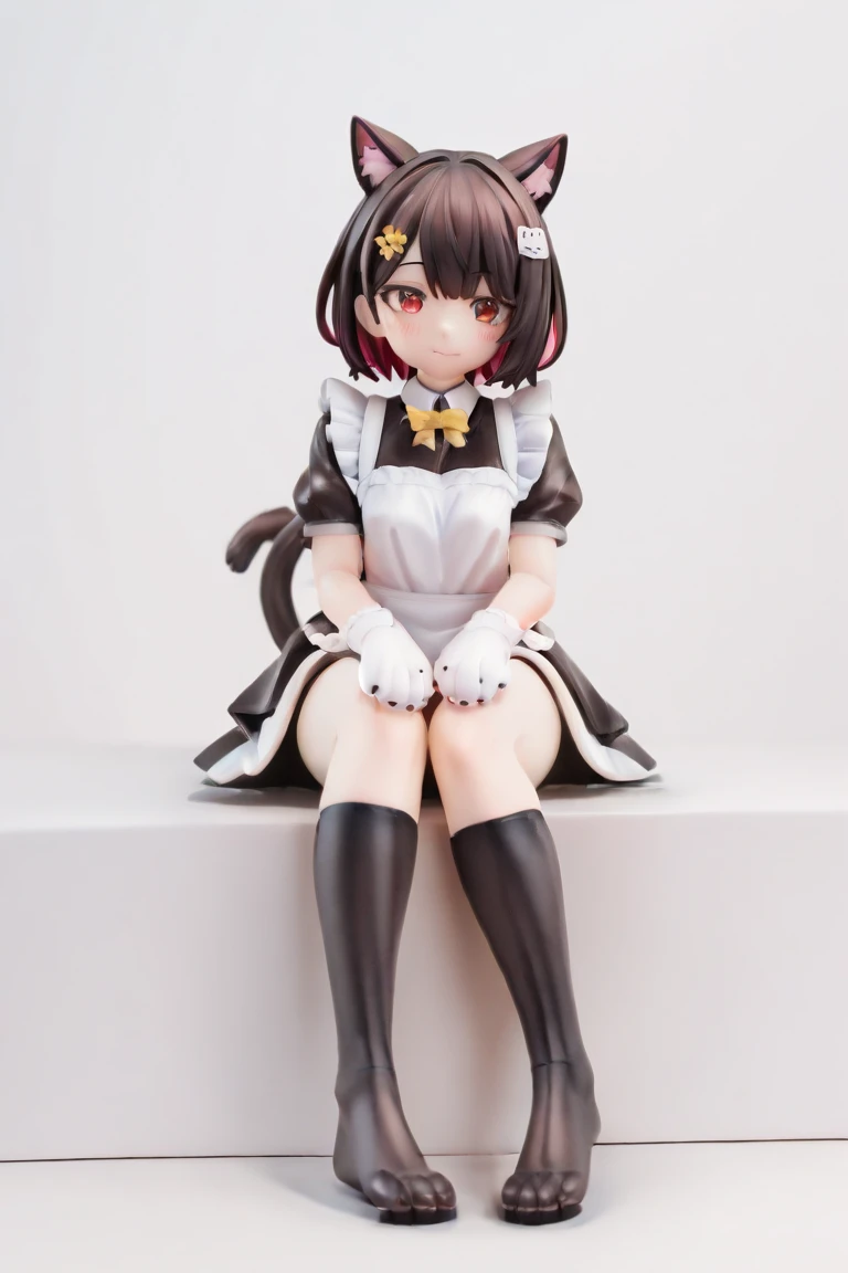 (bloom lighting), (smooth lighting), (smooth coloring), (smooth shading),(bestquality),(masterpiece), game cg, 4k, (5 fingers:1.5), (extreme detail:1.2), 1girl, solo, (morgana), cat ears, (cat tail:1.2), (red maid dress:1.5), (short skirt1.5),(maid apron), long sleeves, (thighhighs:1.5), (forml shoes), <lora:girl_morgana_v1:0.8>