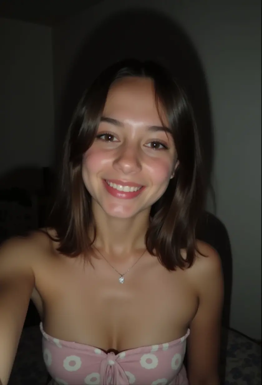 A 20 year old American muscular adult woman in Fox fursuit alone outdoors on the background of a beach taking a selfie holding her smartphone and smiling at the camera green eyes and purple fur wearing a panties and nerdy glasses together with her girlfriend (duo:1.1)
