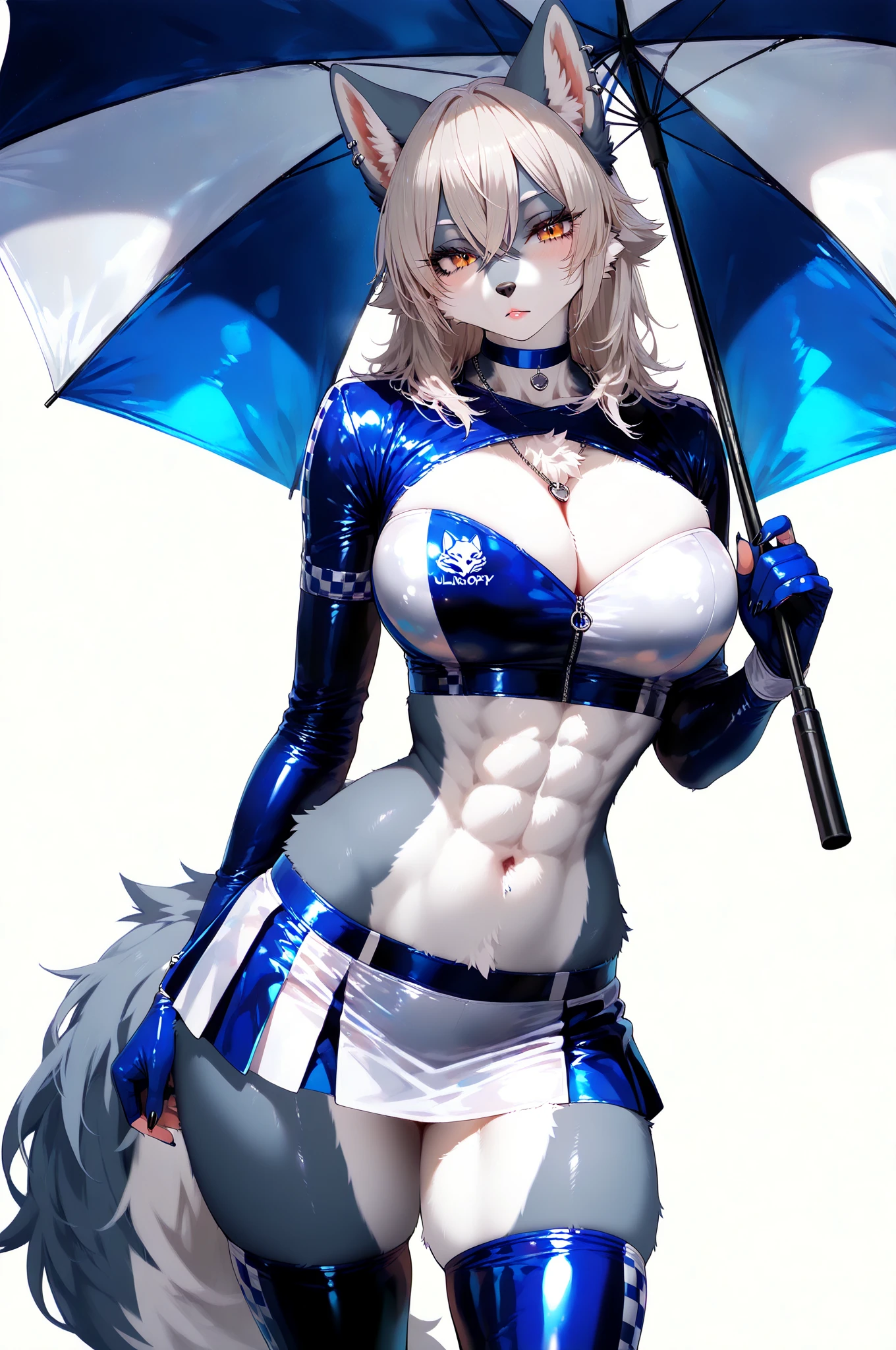 Highest quality,masterpiece,unity 8k wallpaper,Very detailed,Detailed light, Best Shadow,Very detailedな肌,Beautiful attention to detail,Very detailedな顔,Detailed reflective eyes,Shiny Hair,Shining Eyes,(1 girl:1.2),woman,Gloss,thin,White gloves,Silver Hair,(Wolf Cut Hair:1.2),Blue eyes,clavicle,Cleavage,Big Breasts,Charm,Animal ears,White Tail,Ahoge,Silver Hair,(White eyelashes:1.2),White eyebrows,blush,embarrassed,layered bikini,(whole body:1.2),claw pose,(Intimidation:1.2),