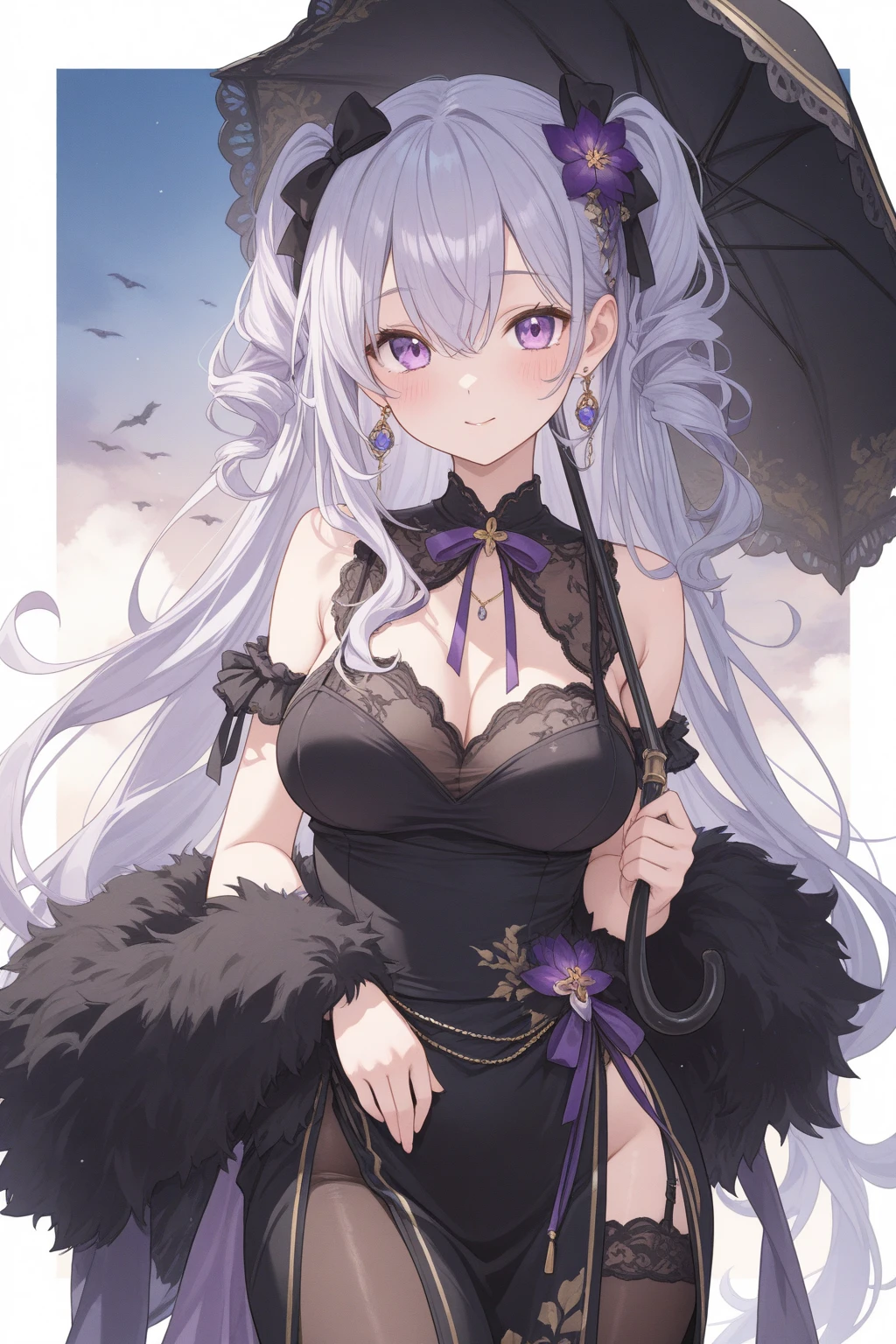 masterpiece, best quality, 1girl, <lora:Mushroom:0.6>,mushroom,bug,white theme,monster girl, large breasts,dress,very long hair, <lora:YingY-000018:0.8>wave,crossed legs,