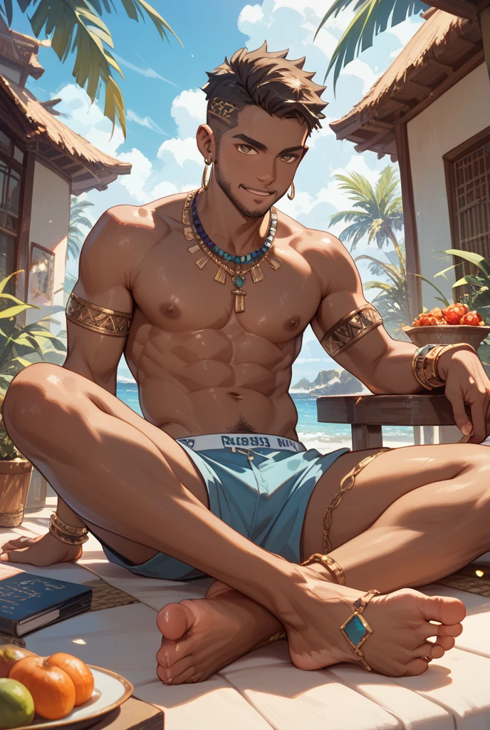 ultra realista, 16-year-old boy with cinnamon-brown skin, cuerpo atletico tonificado cabello liso,masculino serio pensativo observador tienviste camisa negra ajustada al cuerpo, de fondo una ciudad antiuga de egipto