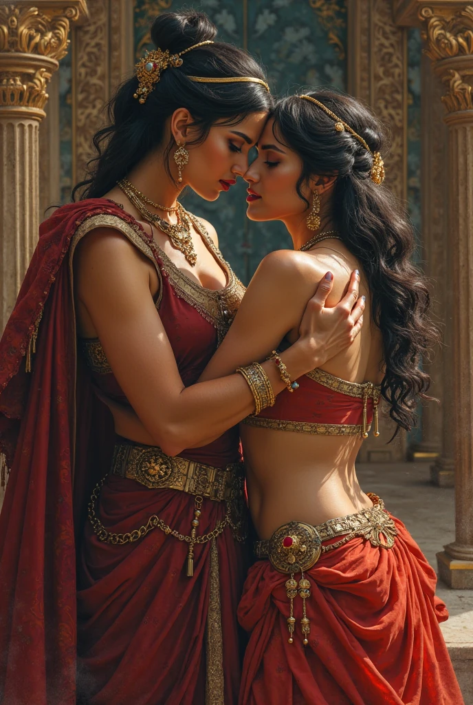Two indian queens kissing and fucking in royal bed chambers privately 