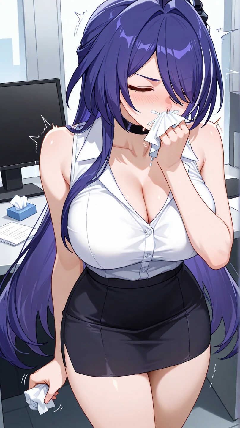 sugumitorino, <lora:sugumitorino-lora-nochekaiser:1>,
sugumi torino, hair ornament, (green eyes:1.5), purple hair, hair flower, folded ponytail,
BREAK skirt, shirt, underwear, miniskirt, bra, pencil skirt, purple bra, white shirt, long sleeves, collared shirt,
BREAK looking at viewer, full body,
BREAK indoors, classroom,
BREAK <lyco:GoodHands-beta2:1>, (masterpiece:1.2), best quality, high resolution, unity 8k wallpaper, (illustration:0.8), (beautiful detailed eyes:1.6), extremely detailed face, perfect lighting, extremely detailed CG, (perfect hands, perfect anatomy),
